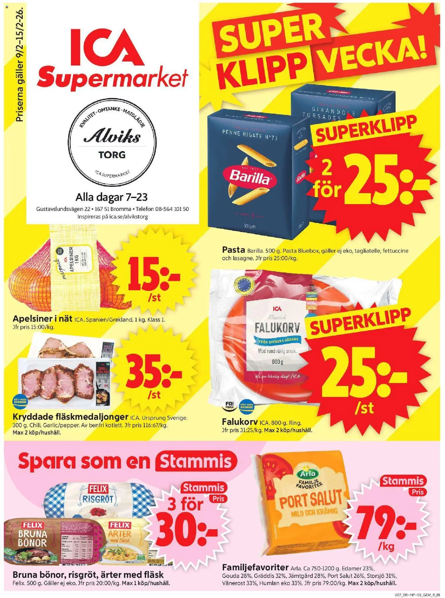 ICA Supermarket reklamblad aktuell från 09.02.2026 | Sida: 1