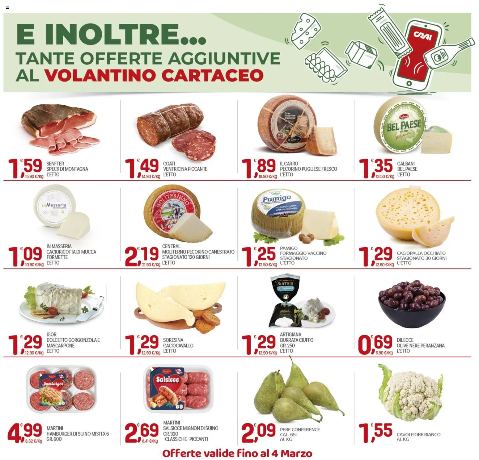 Volantino CRAI del 19.02.2026 | Pagina: 10 | Prodotti: Suino, Mascarpone, Hamburger, Burrata