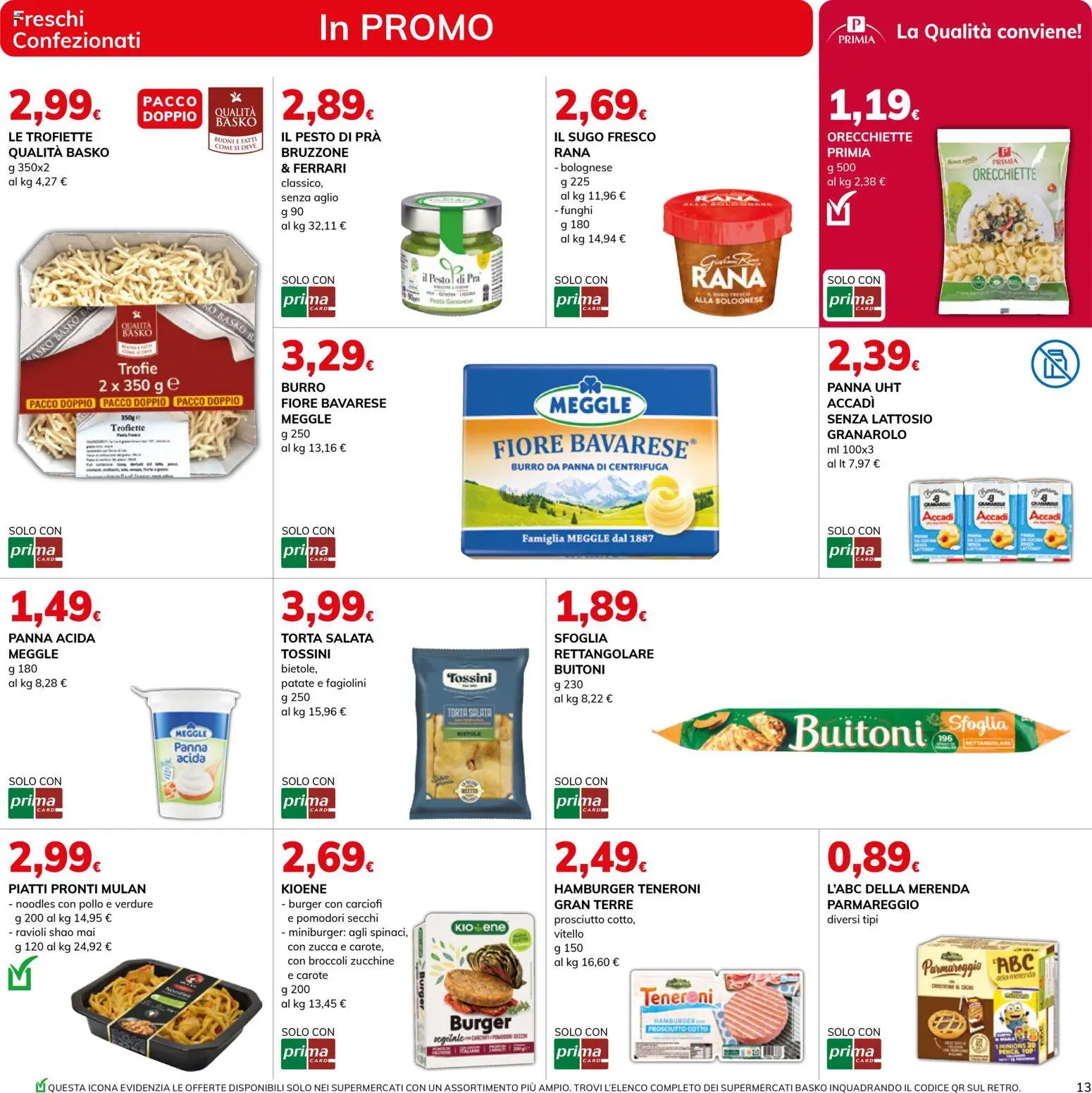 Volantino Basko del 10.03.2026 | Pagina: 13 | Prodotti: Panna, Carciofi, Zucchine, Penne