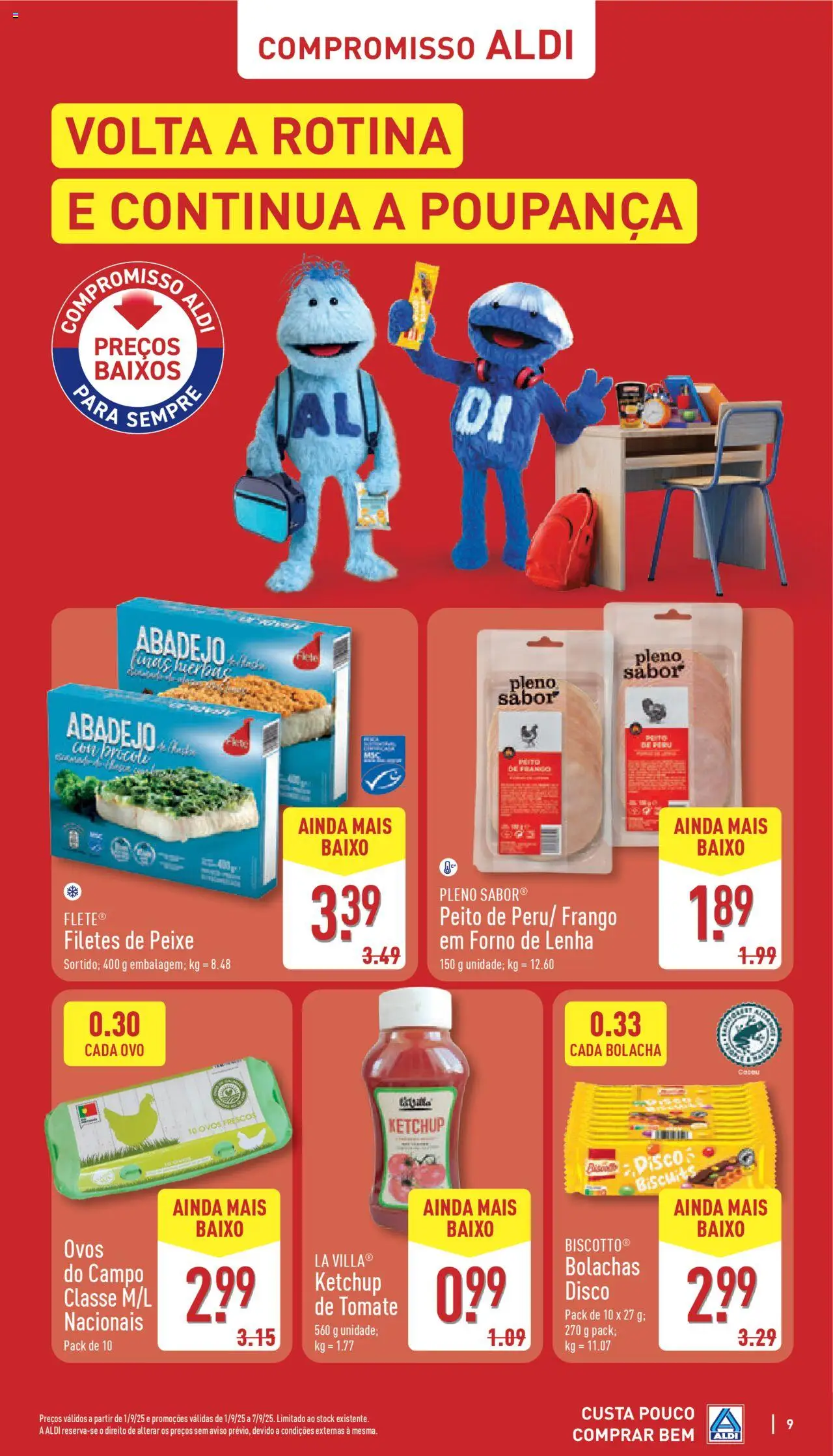 Aldi folheto │ válido de 01.09.2025 | Página: 9 | Produtos: Forno, Bolachas, Ovos, Peixe