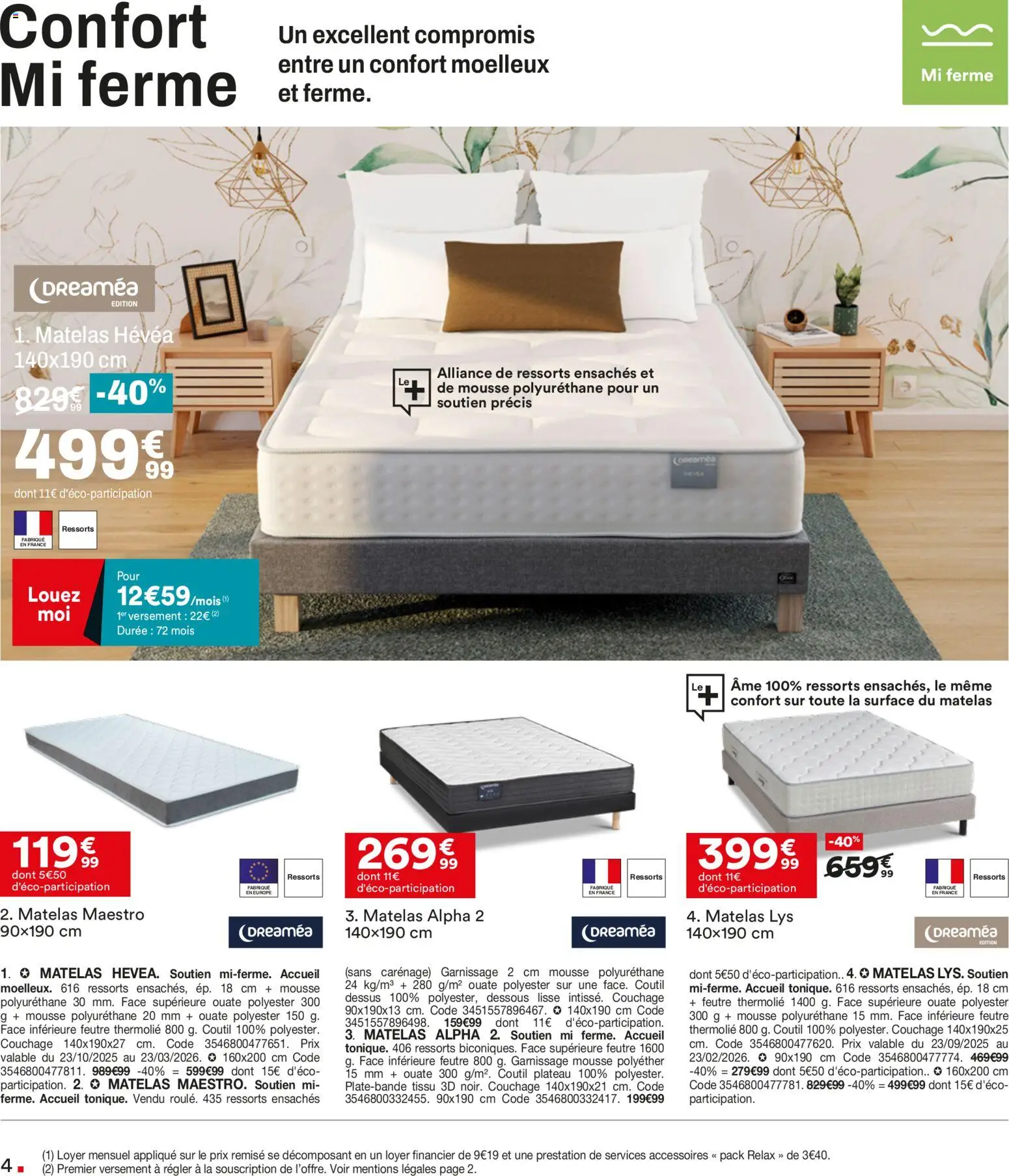 {H1} | Page: 4 | Produits: Plateau, Mousse, Matelas, Alliance