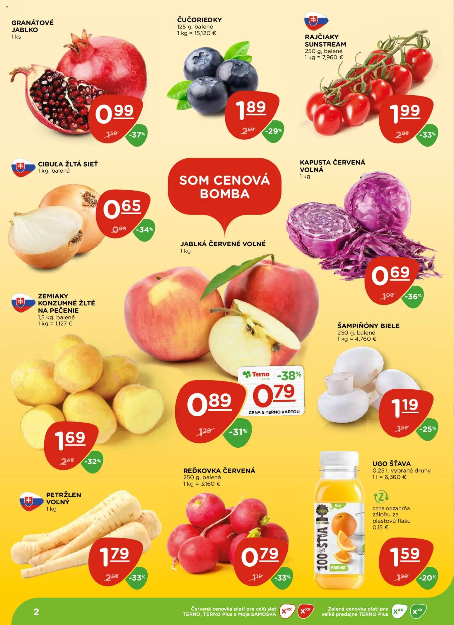Nové Terno akcie – leták je platný od 13.11.2025 | Strana: 2 | Produkty: Jablká, Kapusta červená, Zemiaky, Cibuľa