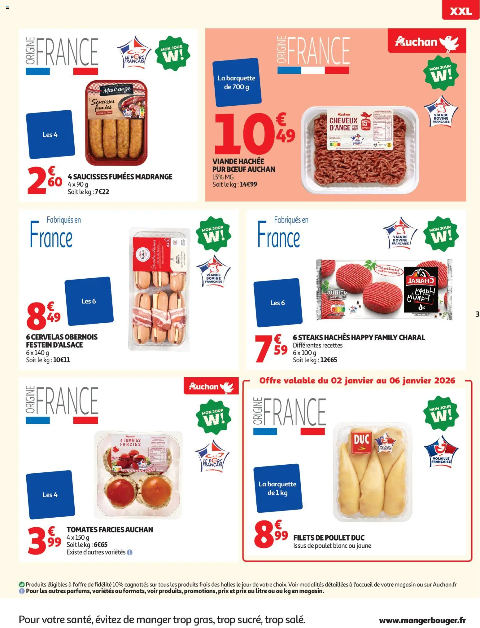 {H1} | Page: 3 | Produits: Viande hachée, Viande, Tomates, Viande bovine