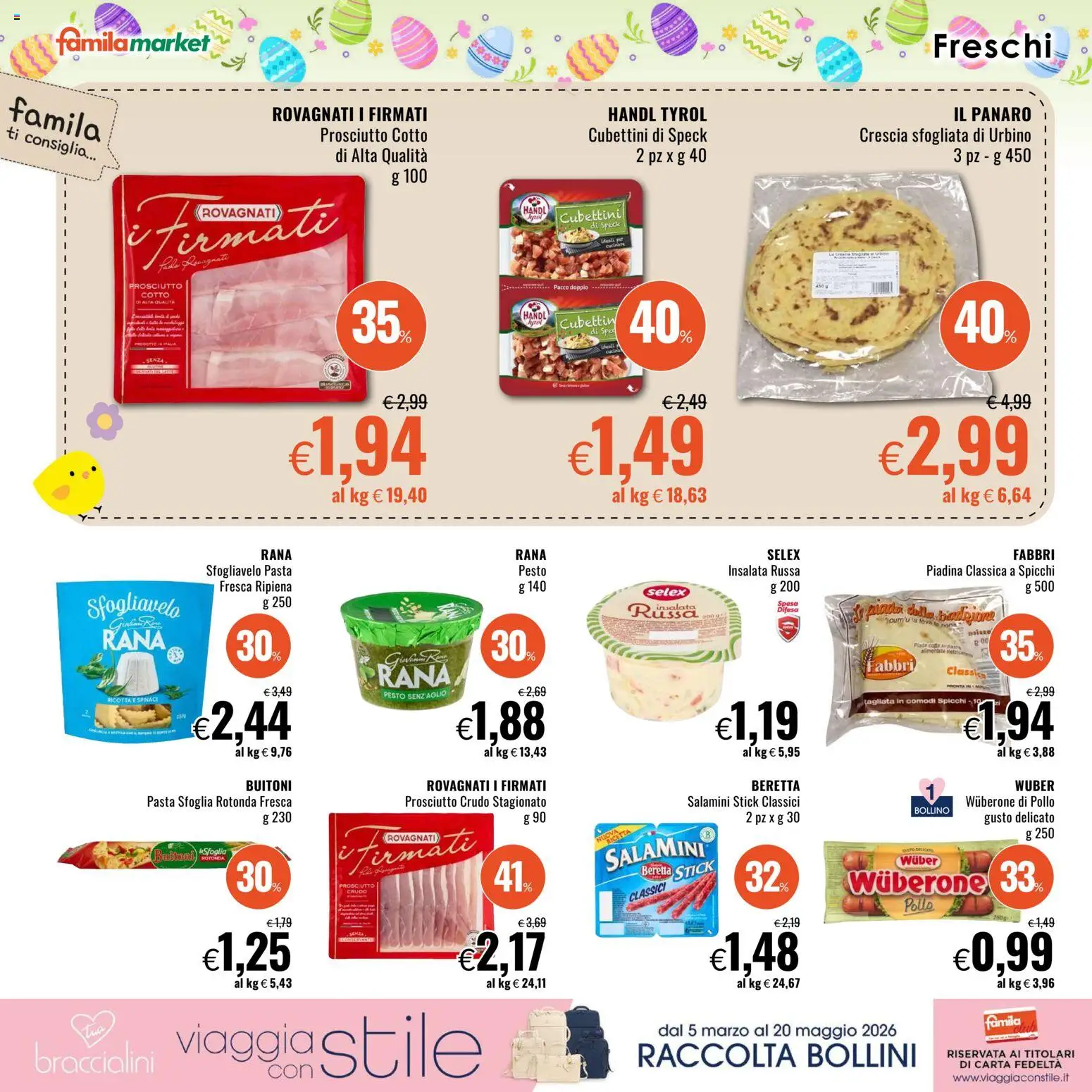 Volantino Famila del 26.03.2026 | Pagina: 12 | Prodotti: Speck, Insalata, Pasta, Spinaci