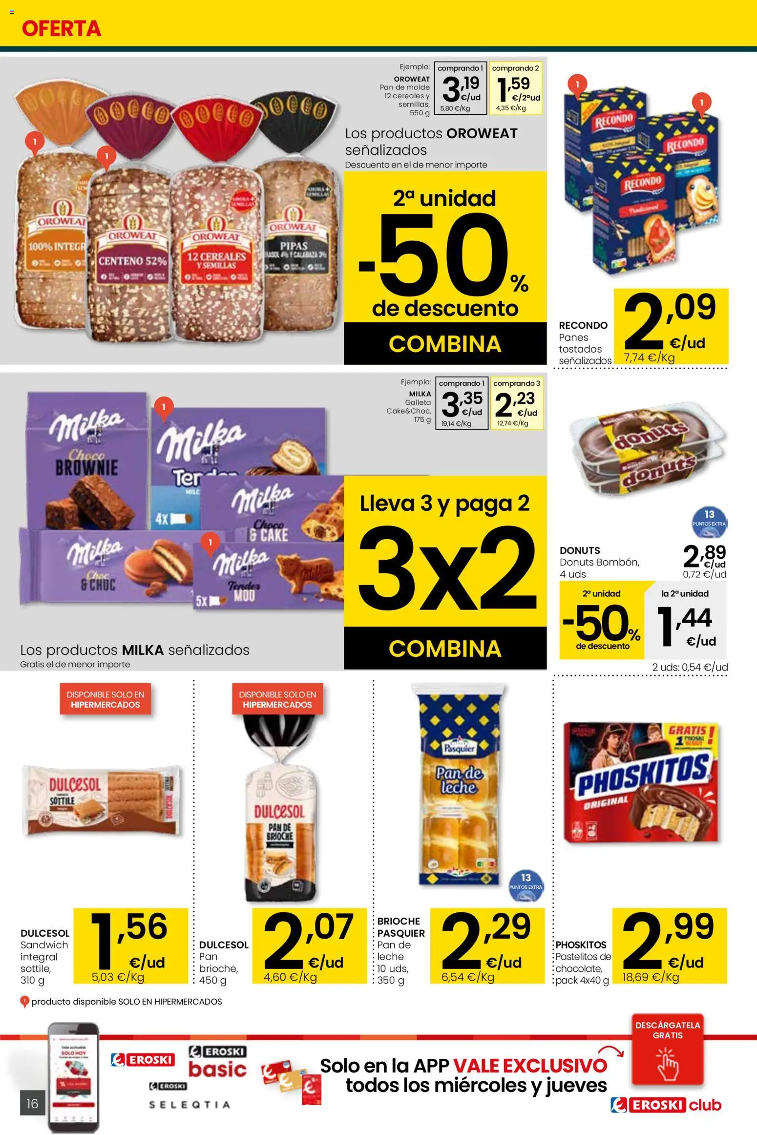 Eroski folleto │ válido desde el 05.01.2026 | Página: 16 | Productos: Leche, Pan, Cereales, Pan de molde