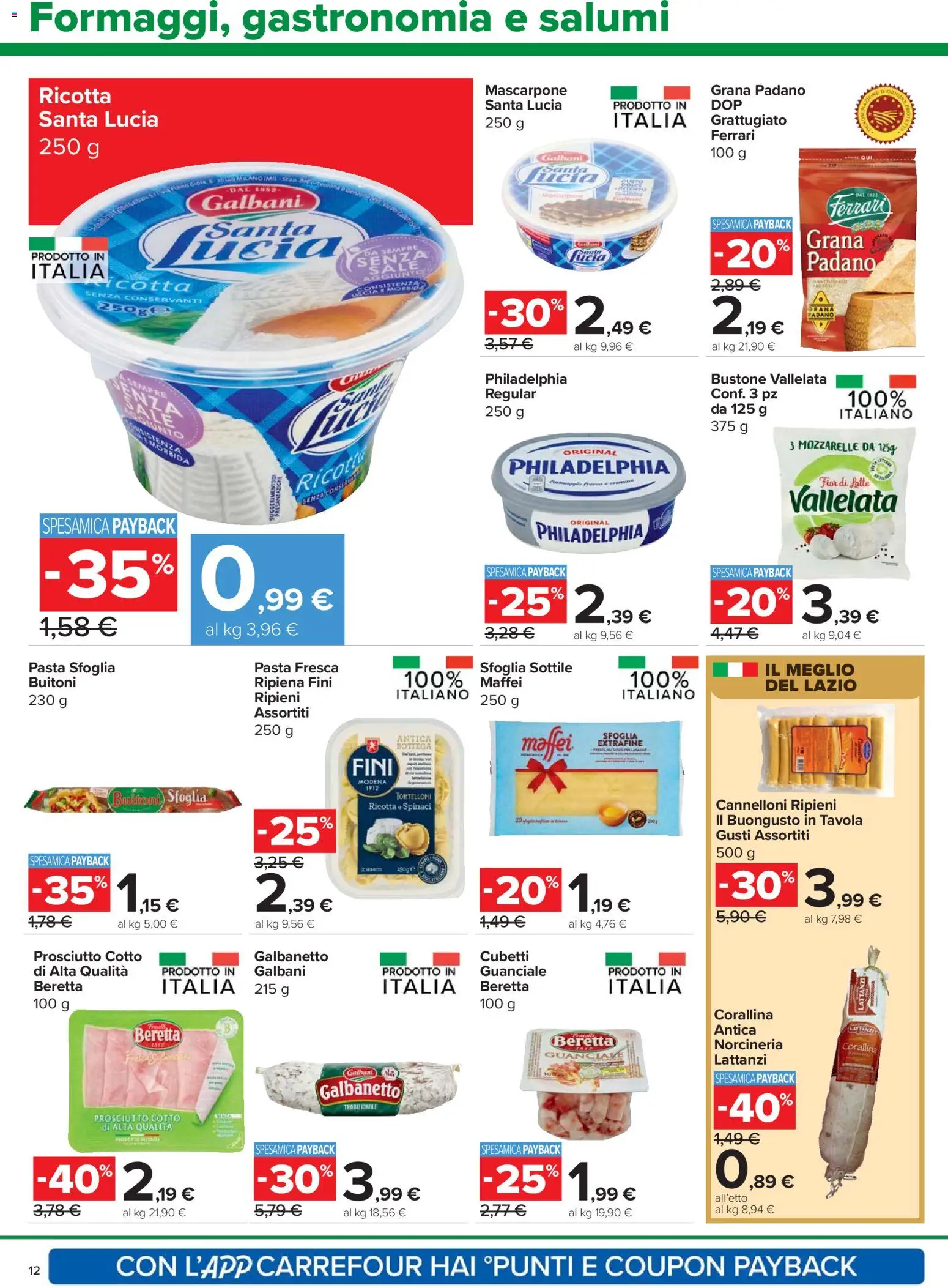 Volantino Carrefour del 24.03.2026 | Pagina: 12 | Prodotti: Prosciutto, Grana Padano, Ricotta, Guanciale