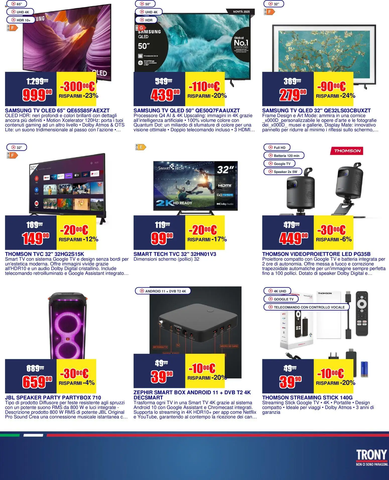 Volantino Trony del 16.04.2026 | Pagina: 23 | Prodotti: Telecomando, smart TV, Audio, Speaker