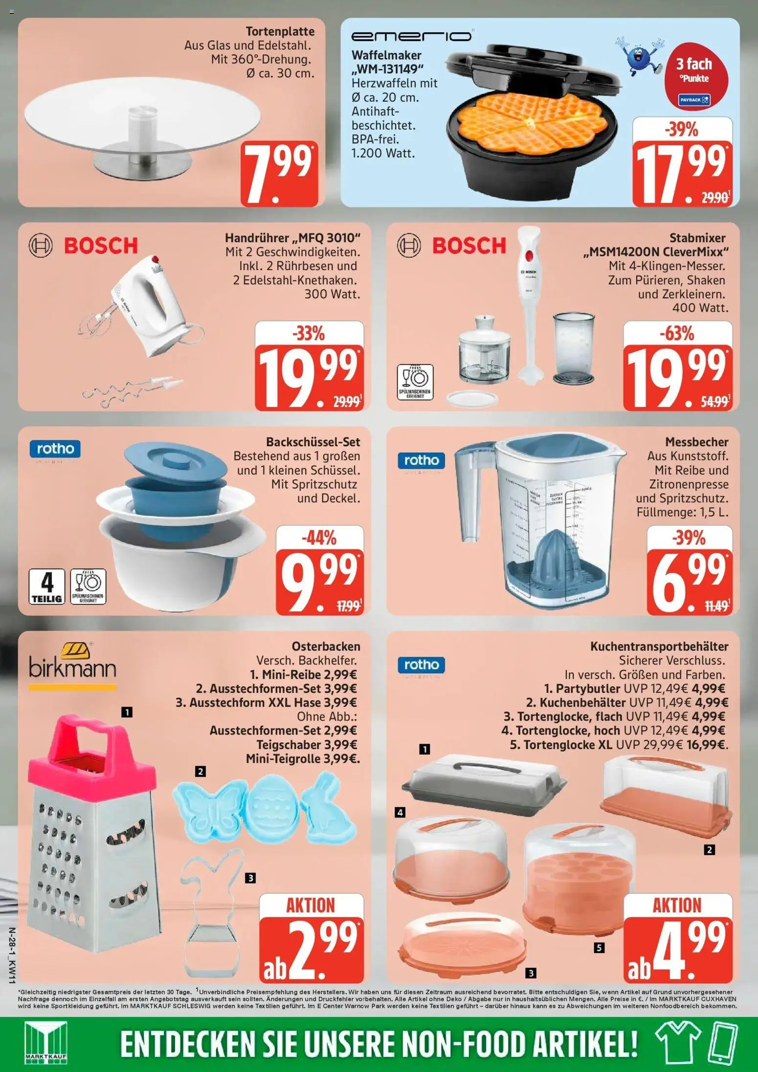 Marktkauf Prospekt Cuxhaven – gültig ab 09.03.2026 | Seite: 28 | Produkte: Bosch, Rührbesen, Stabmixer