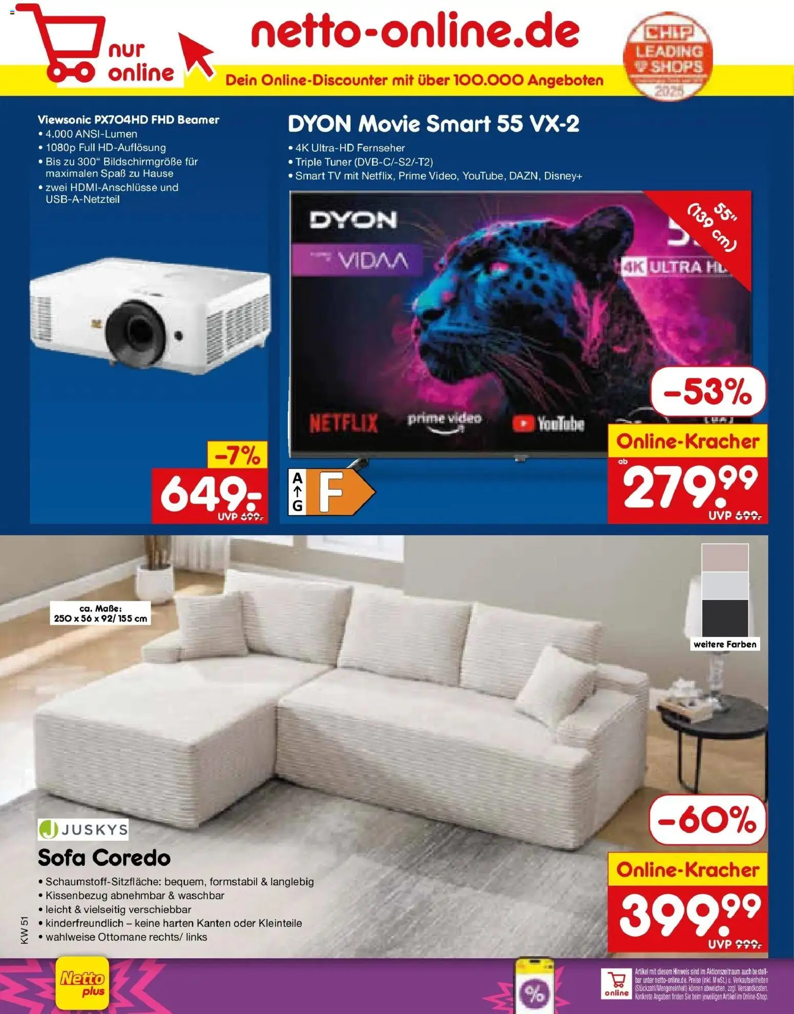 Netto Marken-Discount prospekt Thiendorf	 – gültig ab 15.12.2025 | Seite: 56 | Produkte: Smart TV, TV, Fernseher, Beamer