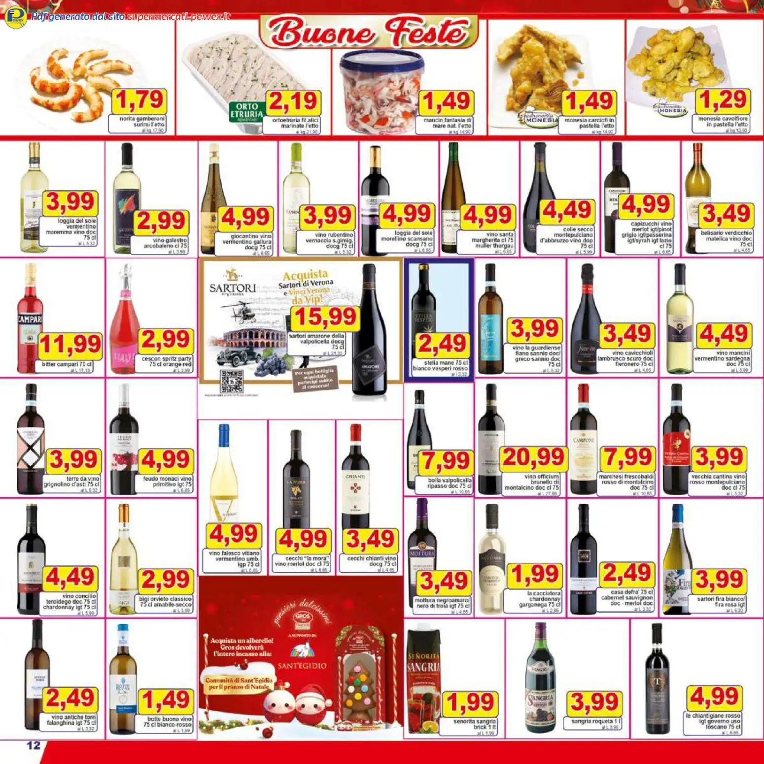 Volantino Pewex del 27.12.2025 | Pagina: 12 | Prodotti: Vino, Carciofi, Gamberoni, Bottiglia