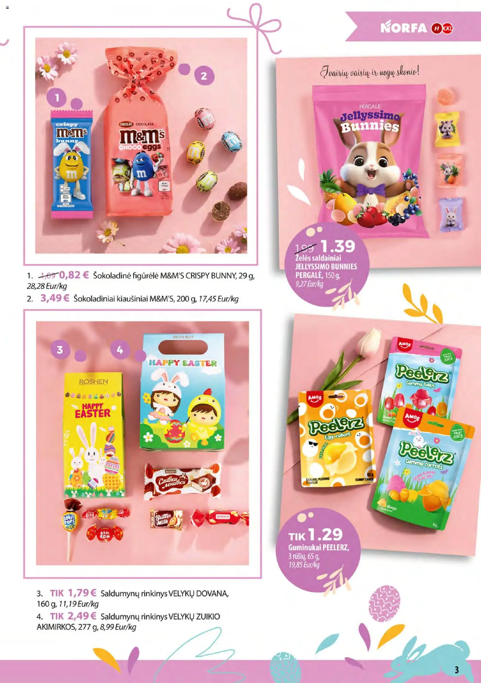 NORFA akcijos nuo 24.03.2026 | Puslapis: 3 | Prekių: Kiaušiniai, Guminukai, Saldainiai