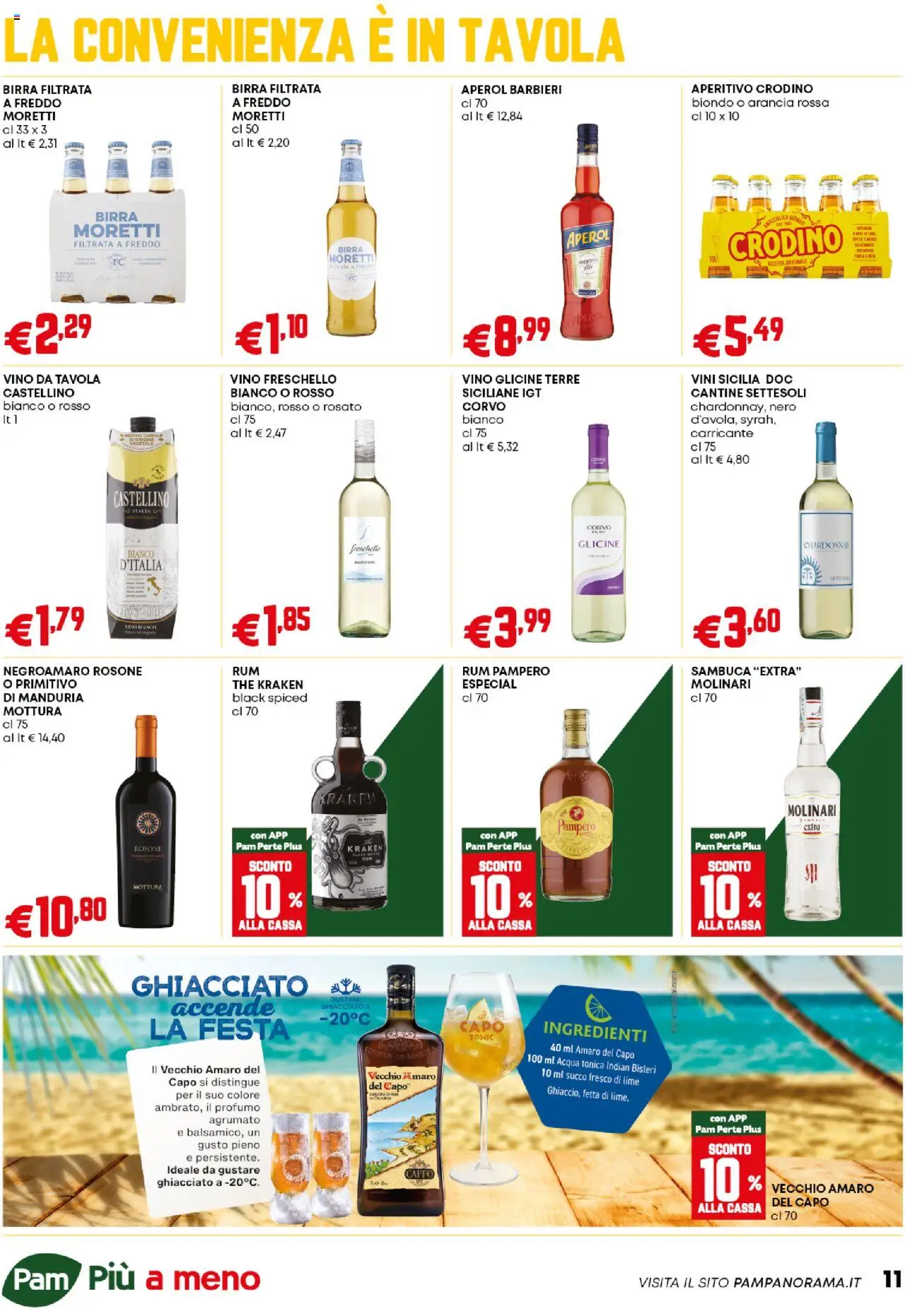 Volantino PAM del 21.08.2025 | Pagina: 11 | Prodotti: Succo, Acqua, Birra Moretti, Profumo