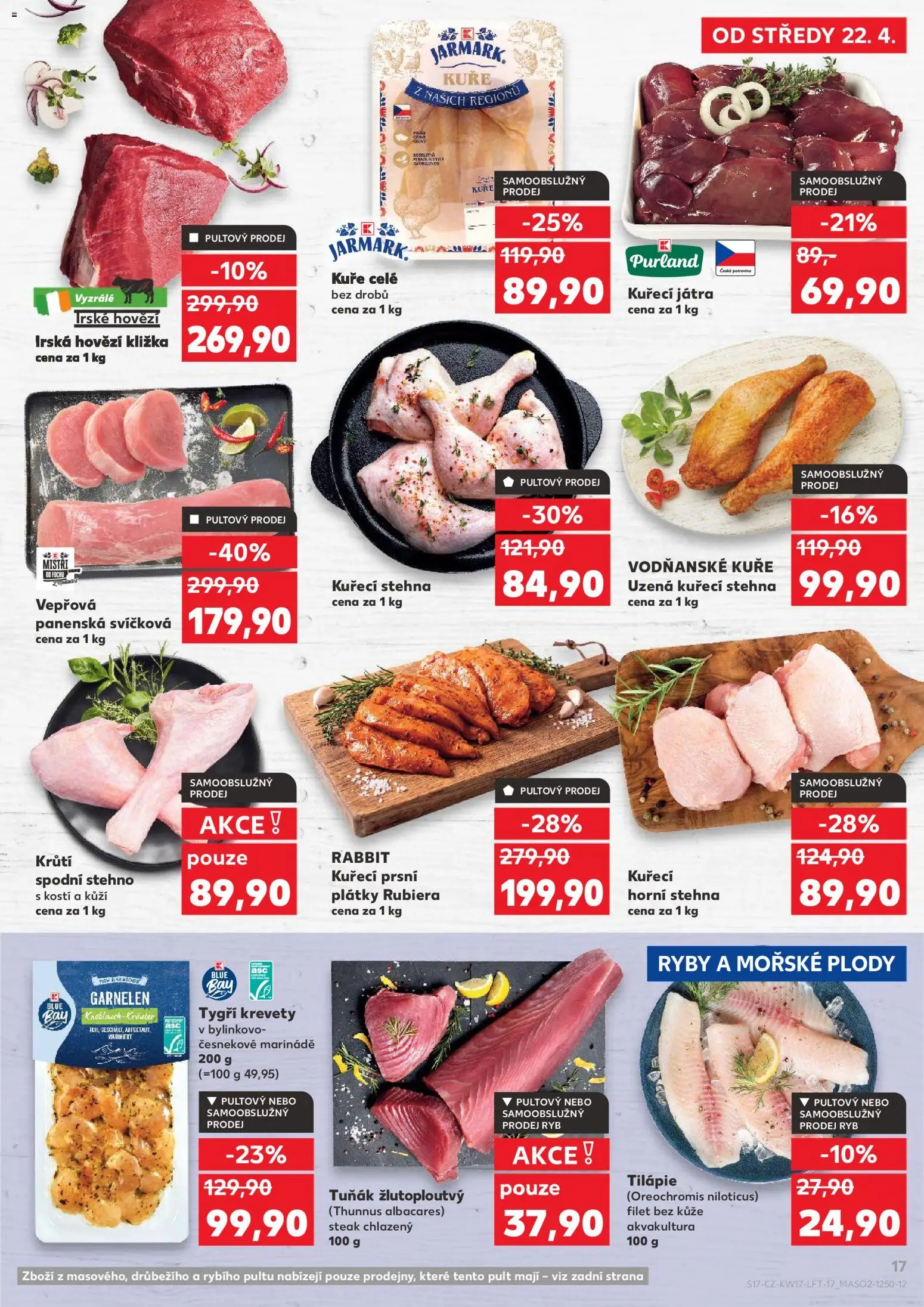 Kaufland leták - Kolín od 22.04.2026 | Strana: 17 | Produkty: Tuňák, Hovězí, Tilapie, Kuřecí Játra