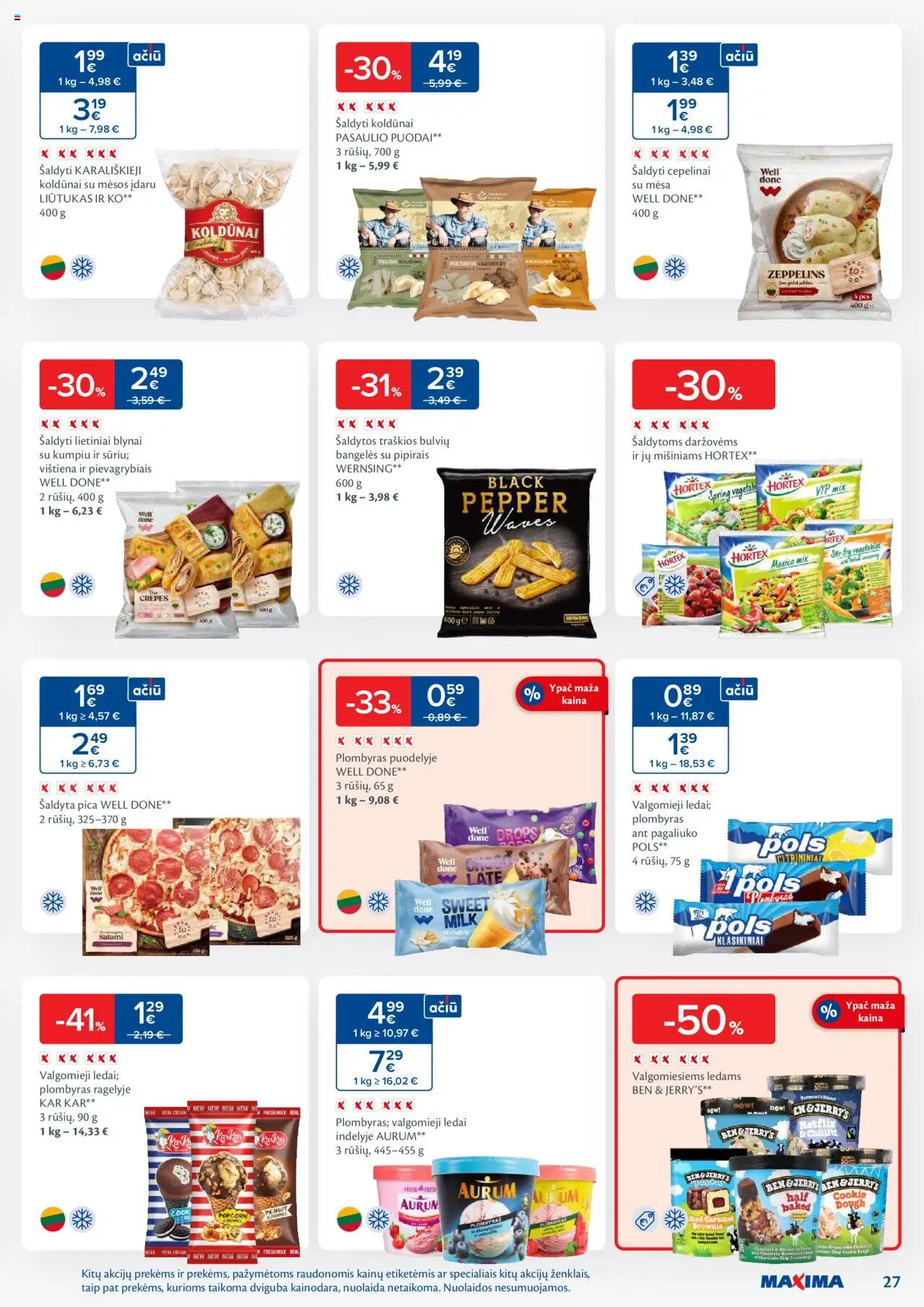 MAXIMA akcijos nuo 14.10.2025 | Puslapis: 27 | Prekių: Ledai, Pica, Valgomieji ledai, Vištiena
