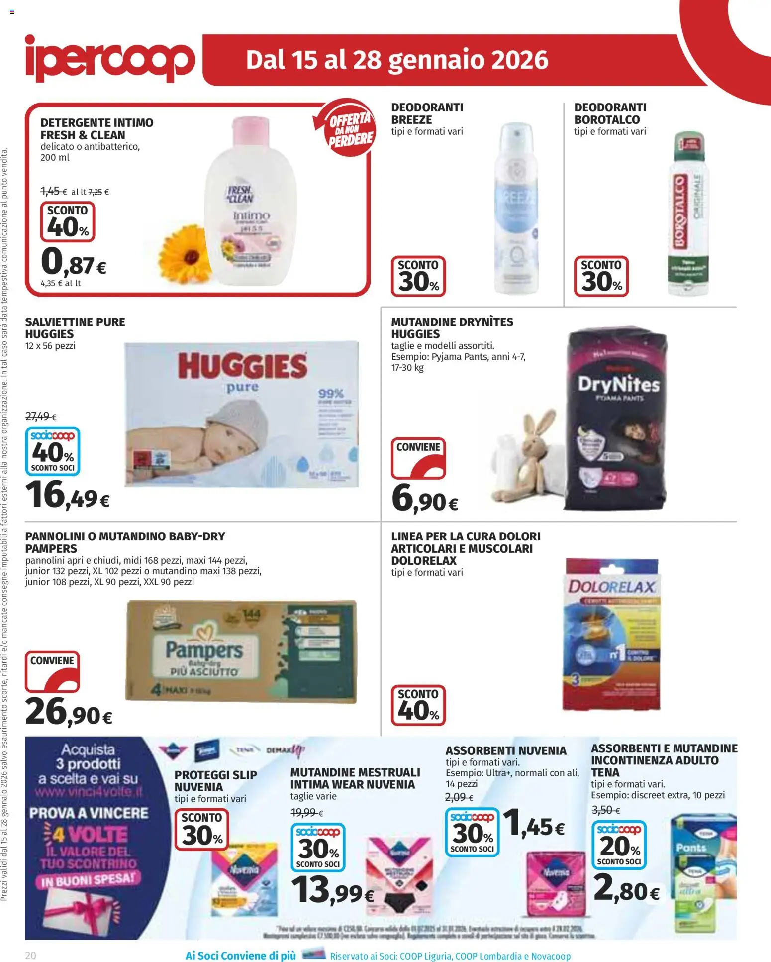 Volantino Ipercoop del 15.01.2026 | Pagina: 20 | Prodotti: Detergente intimo, Intimo, Slip, Data