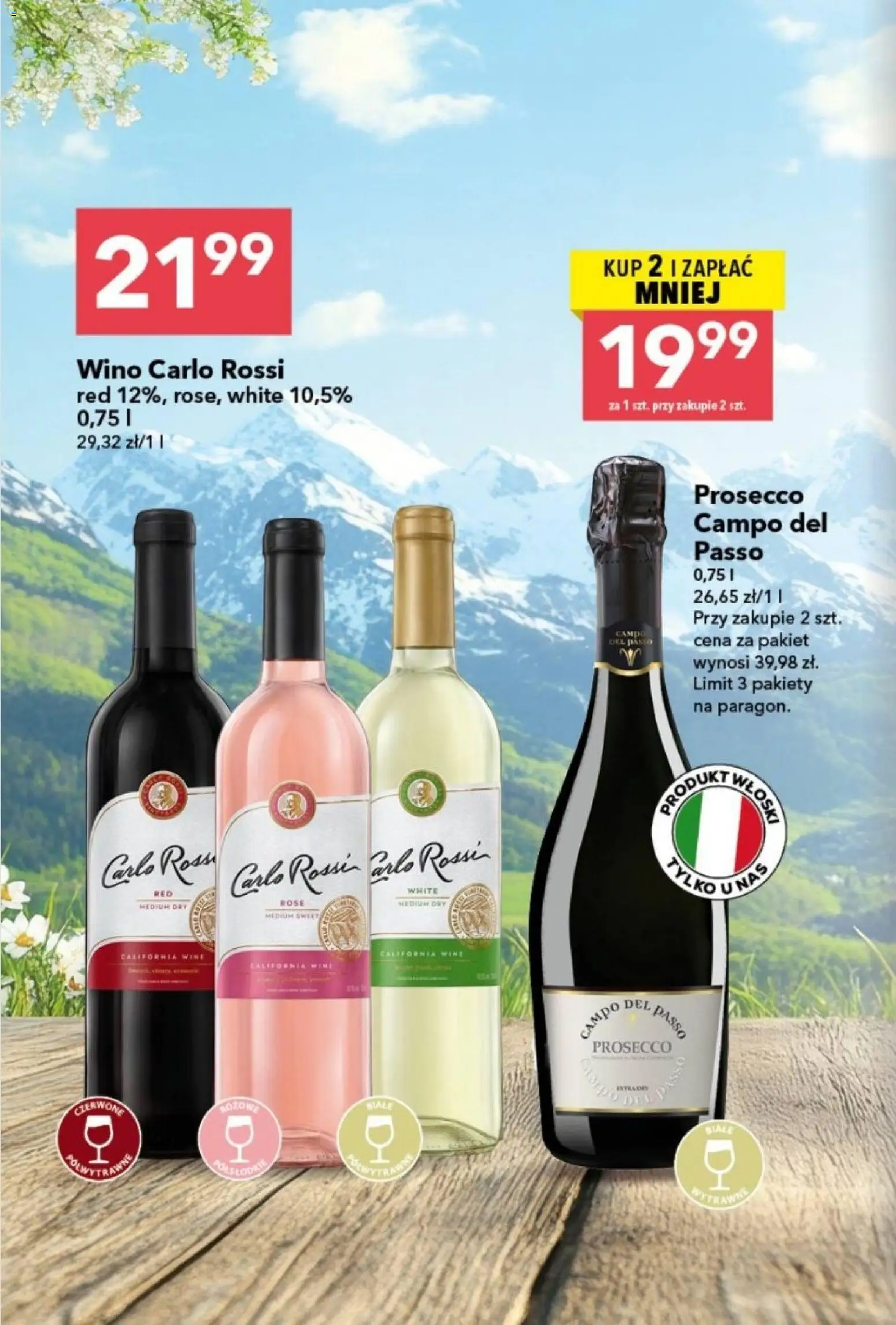 Lewiatan gazetka - Alkohole od 26.03.2026 | Strona: 2 | Produkty: Wino, Prosecco, Carlo Rossi