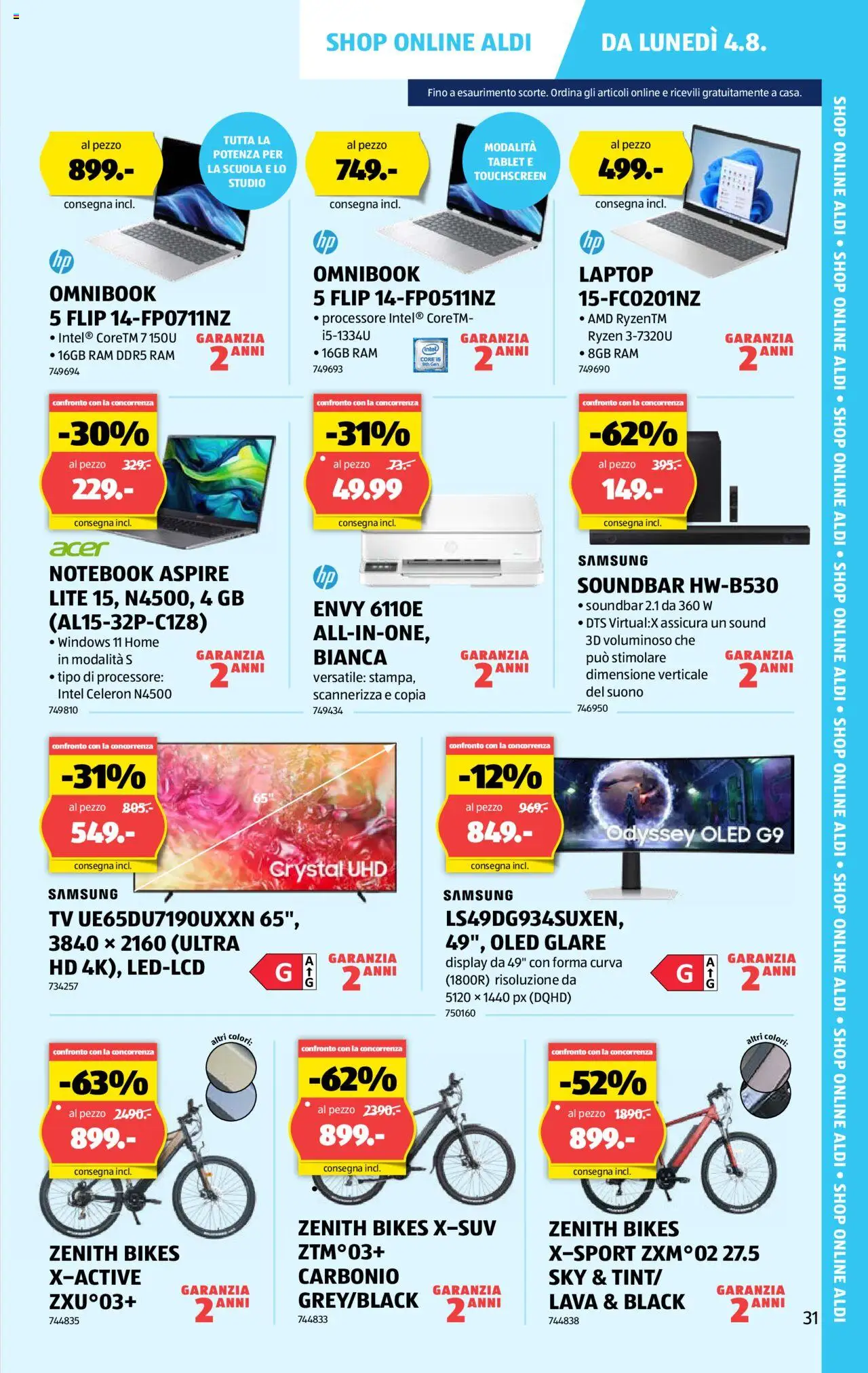 Aldi Volantino ab 31.07.2025 | Seite: 32 | Produkte: Laptop, Notebook, TV, Samsung