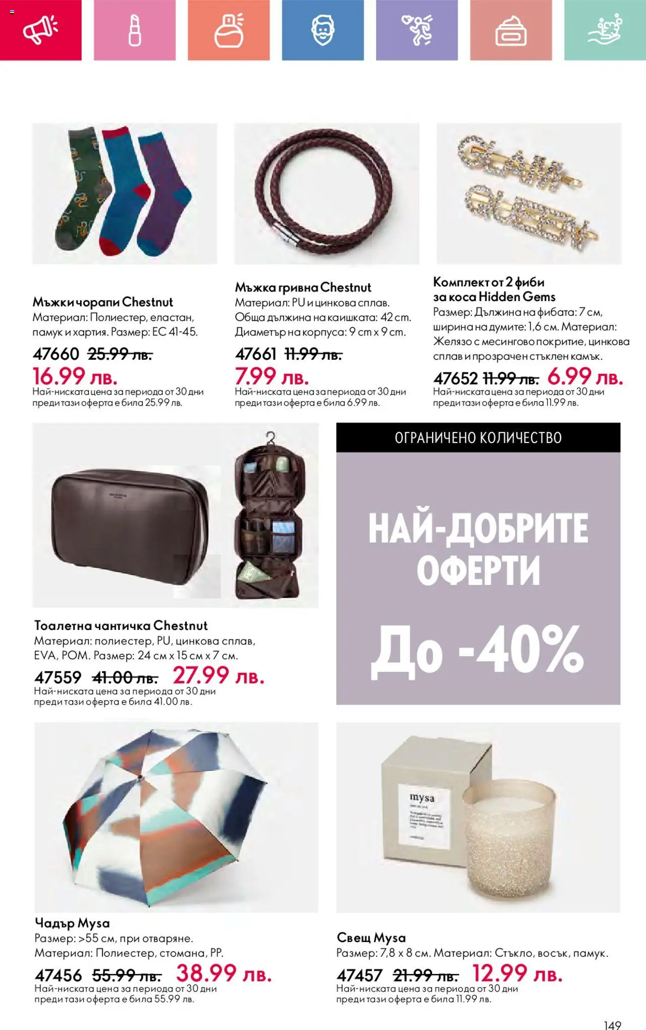  | Страница: 149 | Продукти: Желязо, Памук, Тоалетна, Свещ