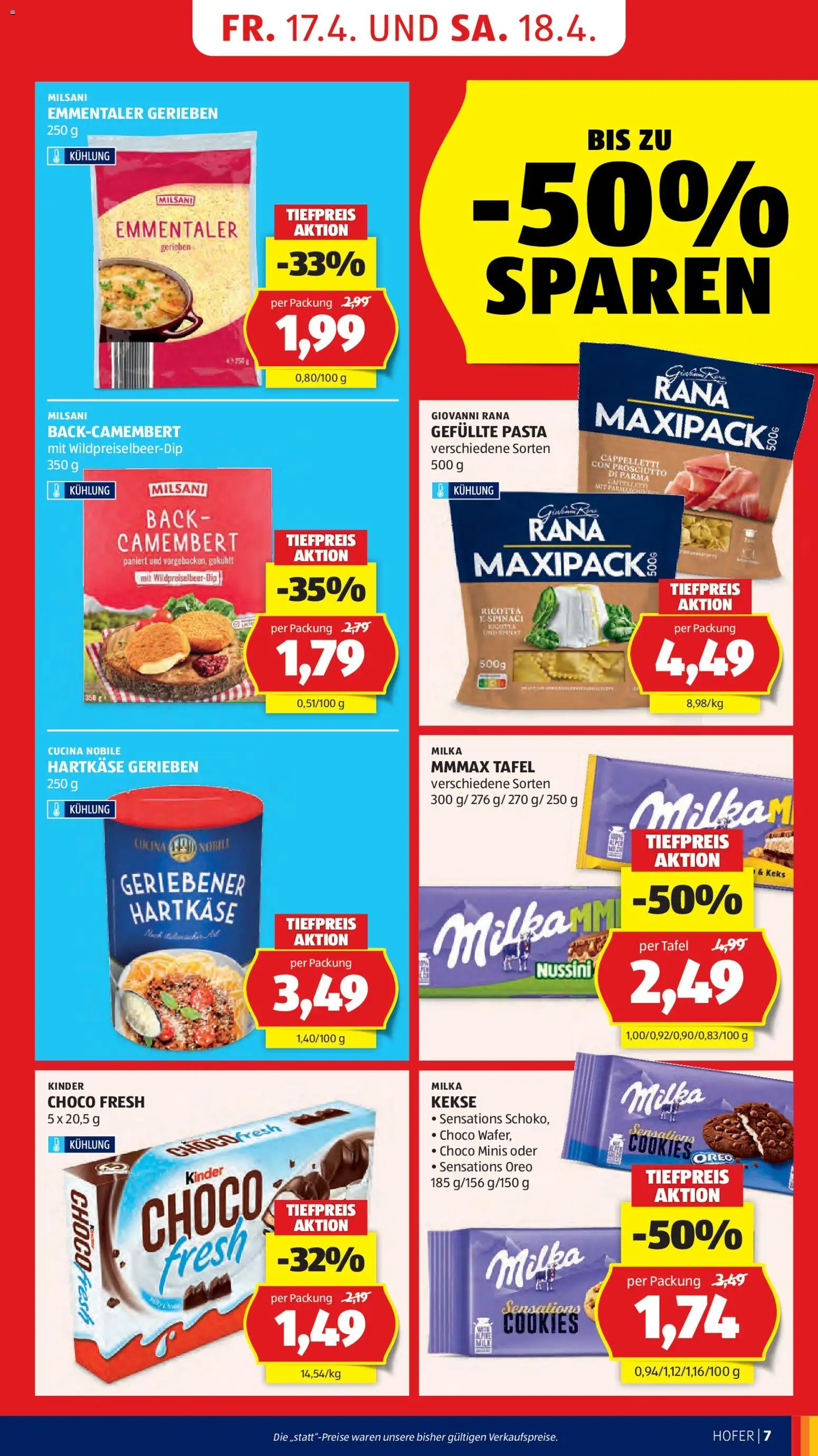 Hofer AT akciós ujság - amely érvényes a következő dátumtól: 17.04.2026 | Oldal: 9 | Termékek: Ricotta, Camembert