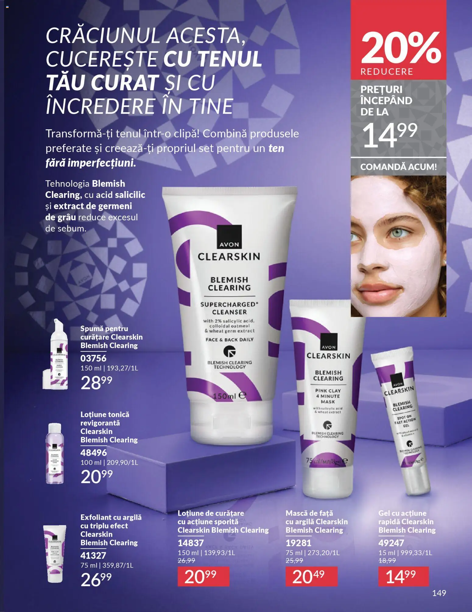 Noul catalog Avon – valabil de la 01.12.2025 | Pagină: 149 | Produse: Loțiune tonică, Exfoliant