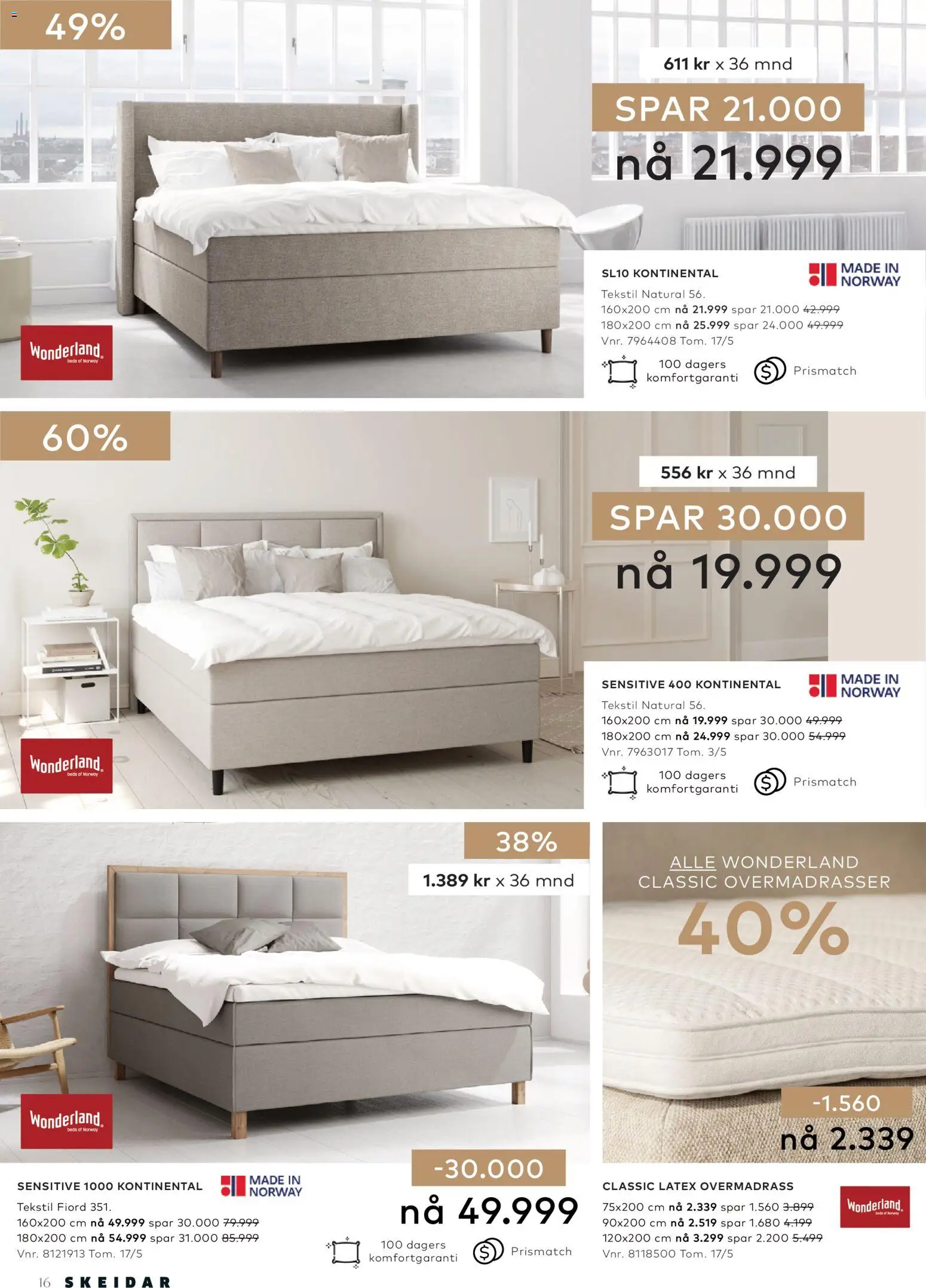 {H1} | Side: 16 | Produkter: Overmadrass