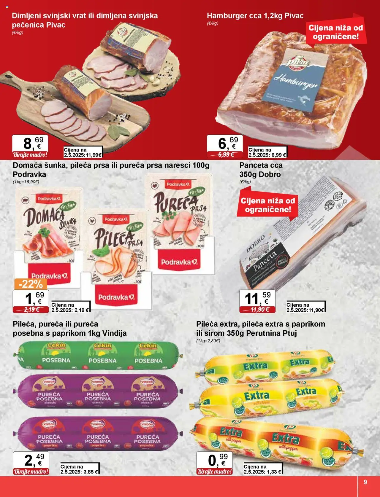 KTC katalog | vrijedi od 21.08.2025 | Stranica: 9 | Proizvodi: Paprika, Perutnina Ptuj, Hamburger, Pileća prsa