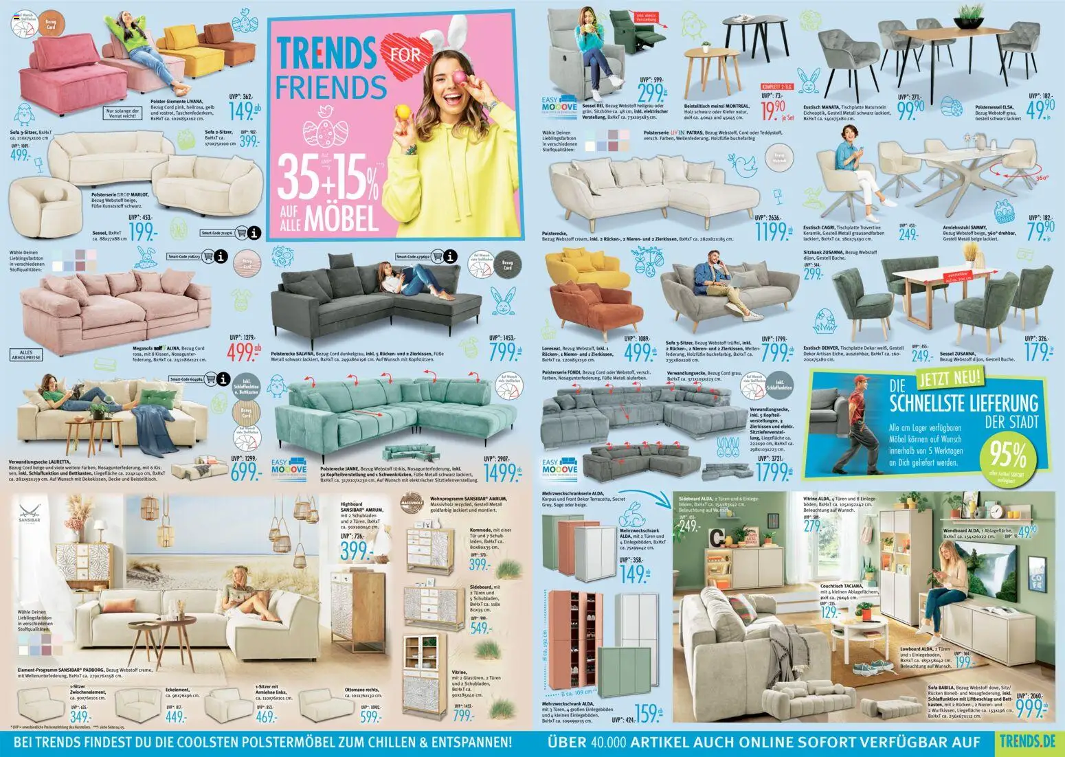 Trends Prospekt 	 – gültig ab 28.03.2026 | Seite: 2 | Produkte: HIghboard, Esstisch, Bett, Couchtisch