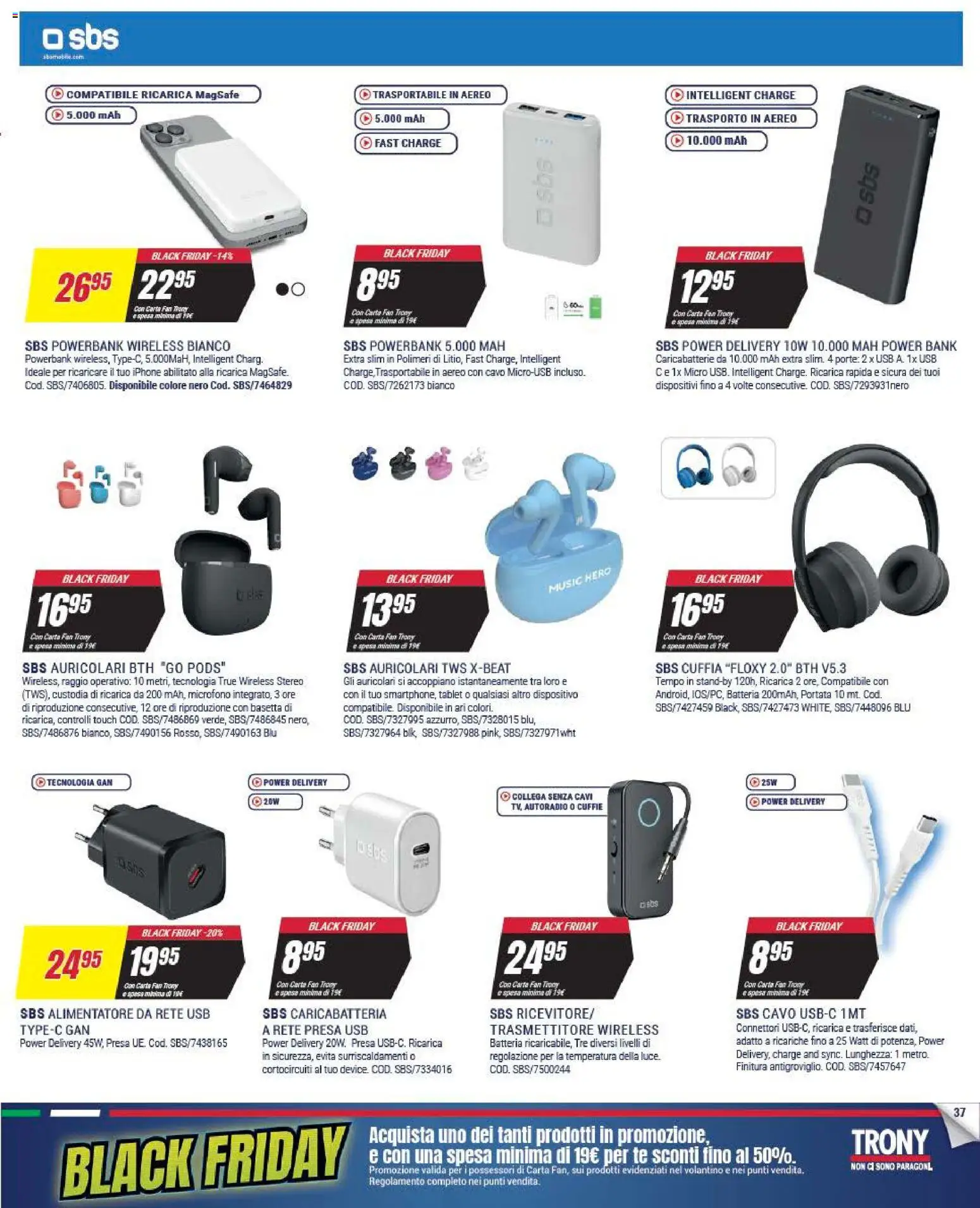 Volantino Trony del 25.11.2025 | Pagina: 37 | Prodotti: Tablet, Microfono, Fan, Caricabatterie