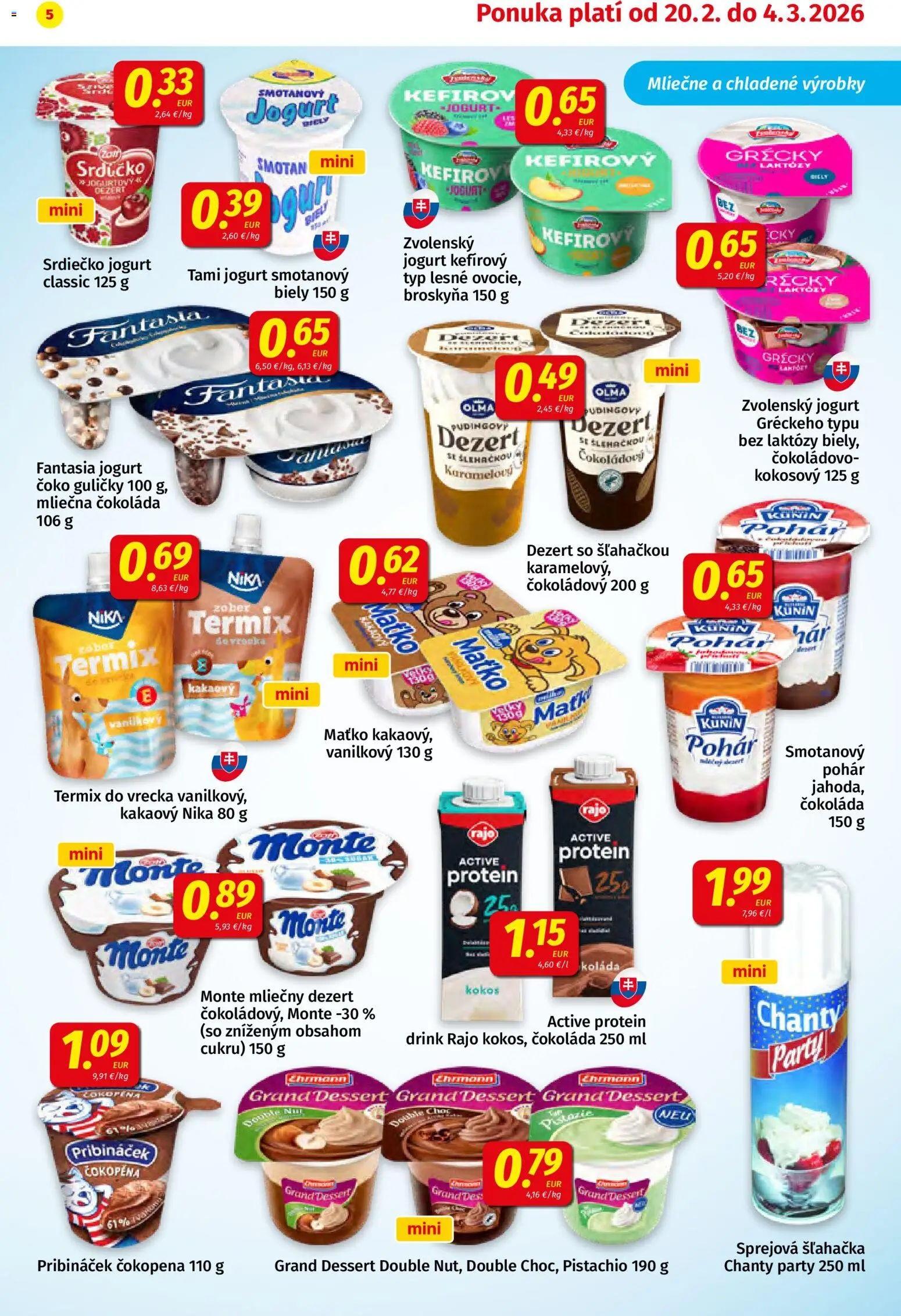 Nové Koruna akcie – leták je platný od 20.02.2026 | Strana: 5 | Produkty: Jogurt, Protein, Čokoláda