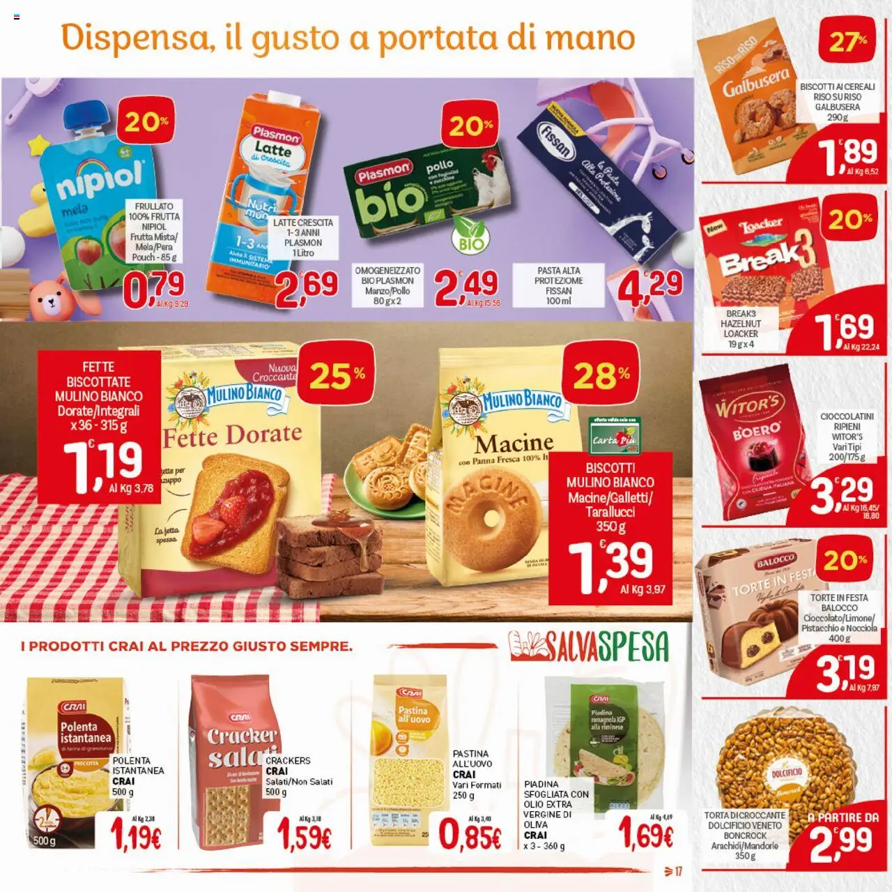 Volantino CRAI del 02.10.2025 | Pagina: 17 | Prodotti: Pasta, Crackers, Piadina, Torta
