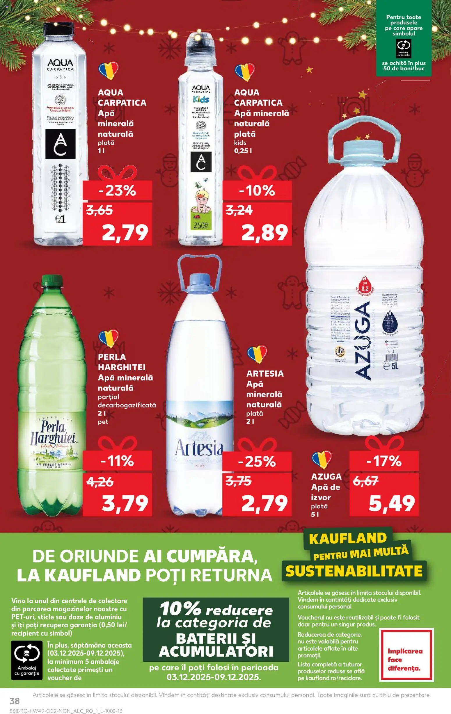 Noul catalog Kaufland – valabil de la 03.12.2025 | Pagină: 38 | Produse: Yazı tahtası kalemi, Baterii, Apă
