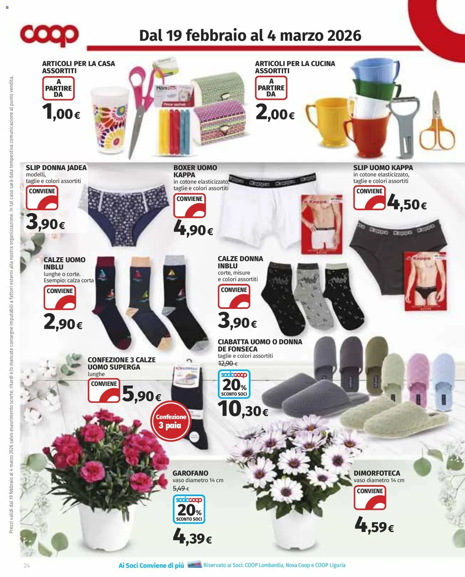 Volantino COOP del 19.02.2026 | Pagina: 24 | Prodotti: Slip, Boxer, Data, Vaso