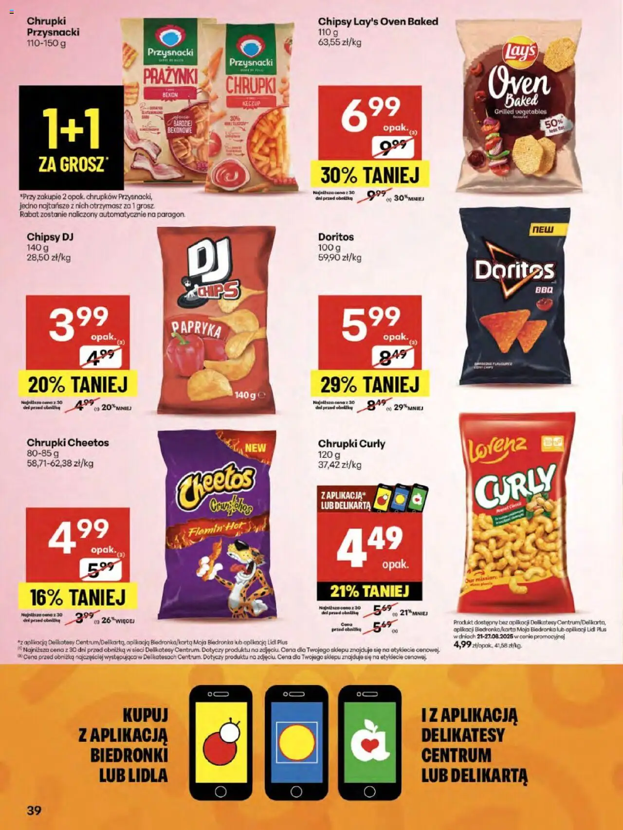 Delikatesy Centrum Gazetka - Sklepy Własne od 21.08.2025 | Strona: 39 | Produkty: Chipsy, Papryka, Delikatesy, Doritos