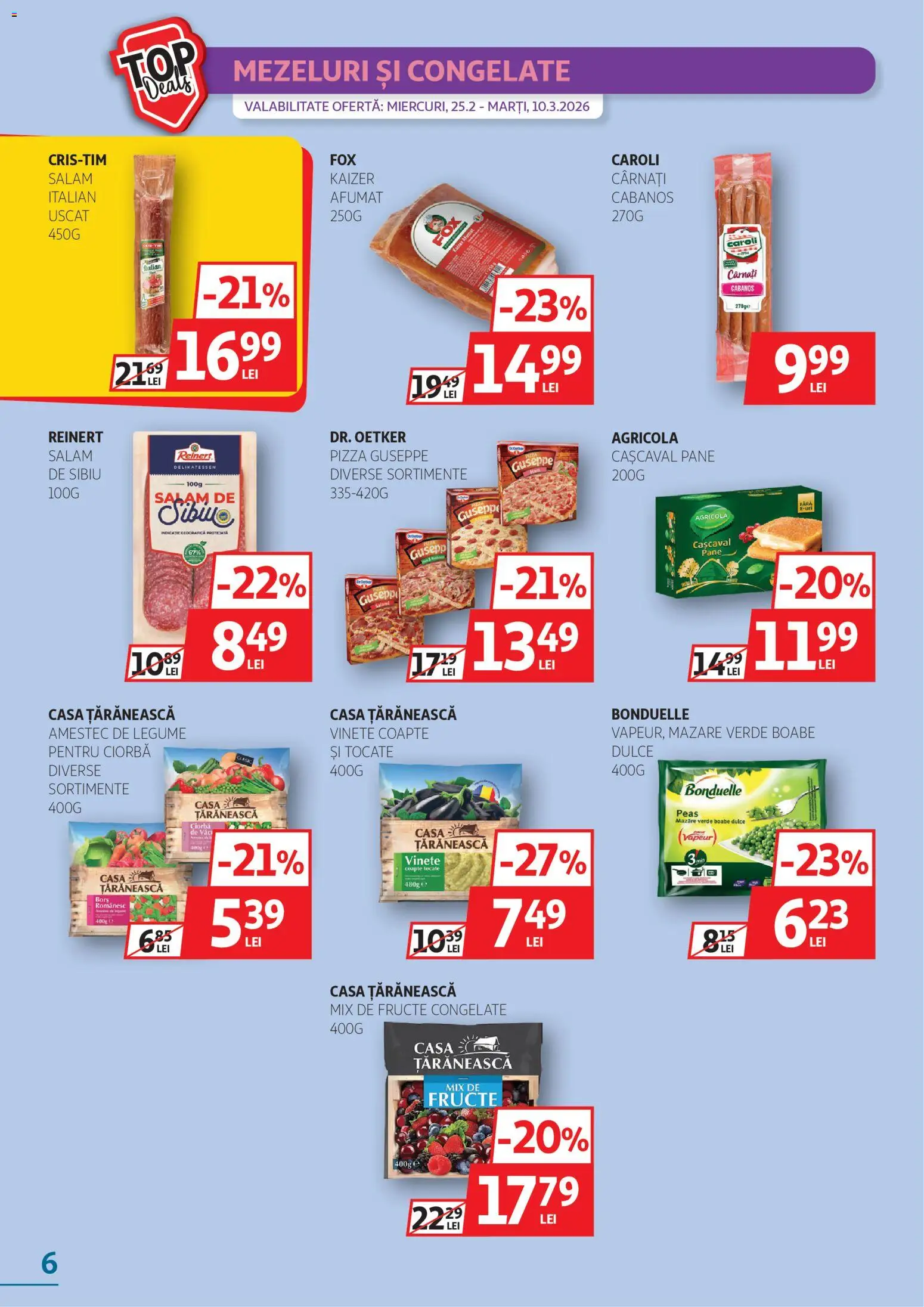 Noul catalog Auchan – valabil de la 25.02.2026 | Pagină: 6 | Produse: Cașcaval, Salam, Legume, Fructe