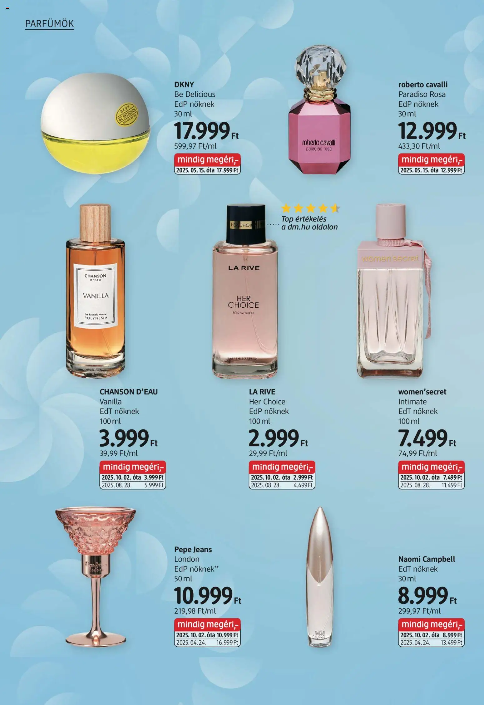 DM Drogerie Markt akciós ujság - amely érvényes a következő dátumtól: 30.10.2025 | Oldal: 8 | Termékek: Parfumok