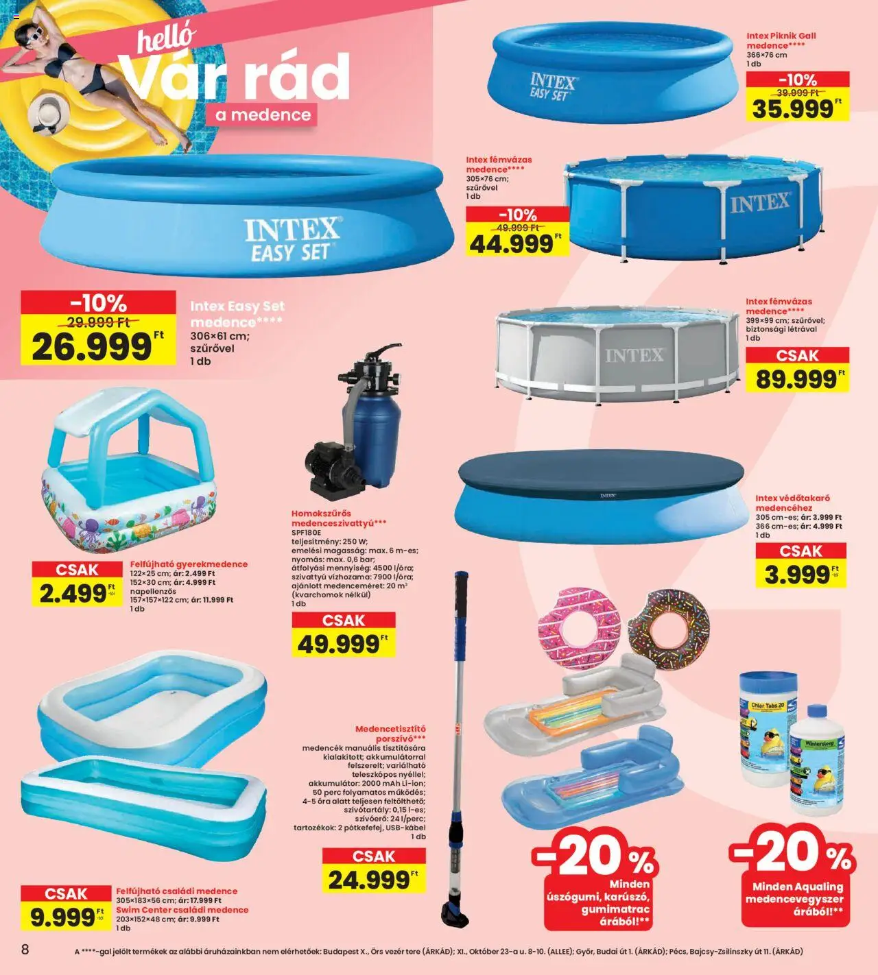 Interspar akciós ujság - amely érvényes a következő dátumtól: 29.05.2025 | Oldal: 8 | Termékek: Akkumulátor, Szivattyú, Óra, Medencék