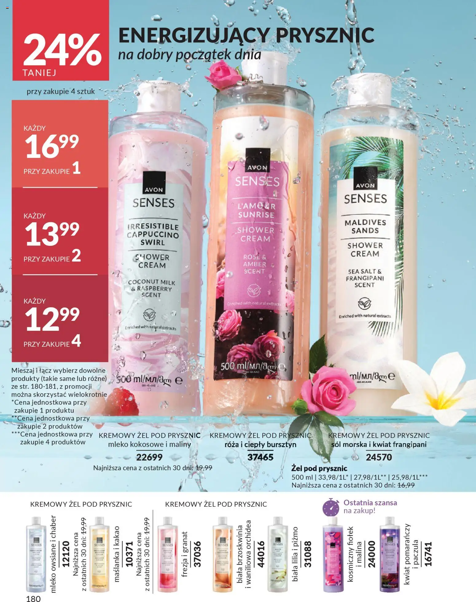 Avon Katalog 1 2026 od 01.01.2026 | Strona: 179 | Produkty: Malina, Kakao, Sól morska, Żel pod prysznic
