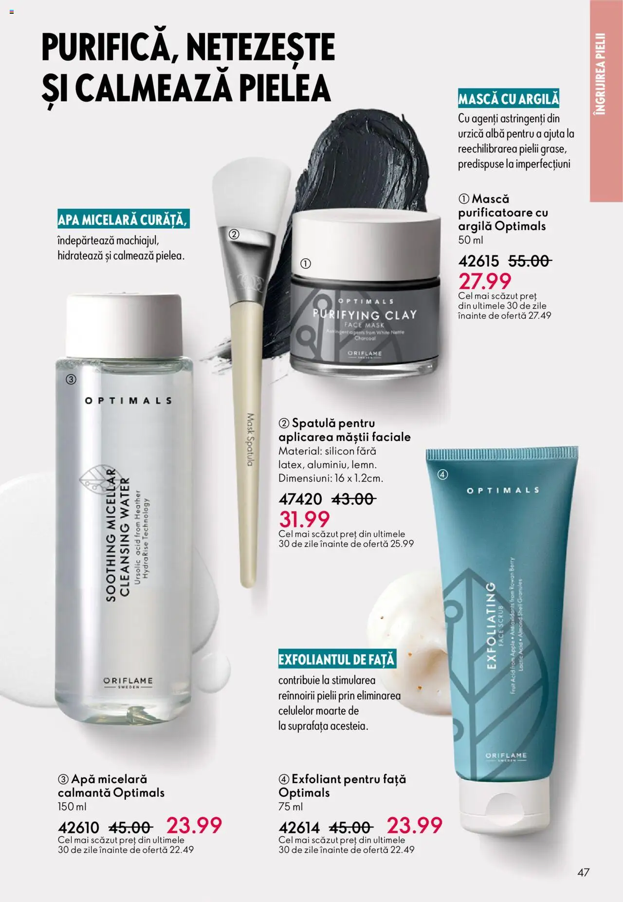 Oriflame catalog 13 2025 – valabil de la 10.09.2025 | Pagină: 47 | Produse: Exfoliant, Scrub, Apă micelară, Apă
