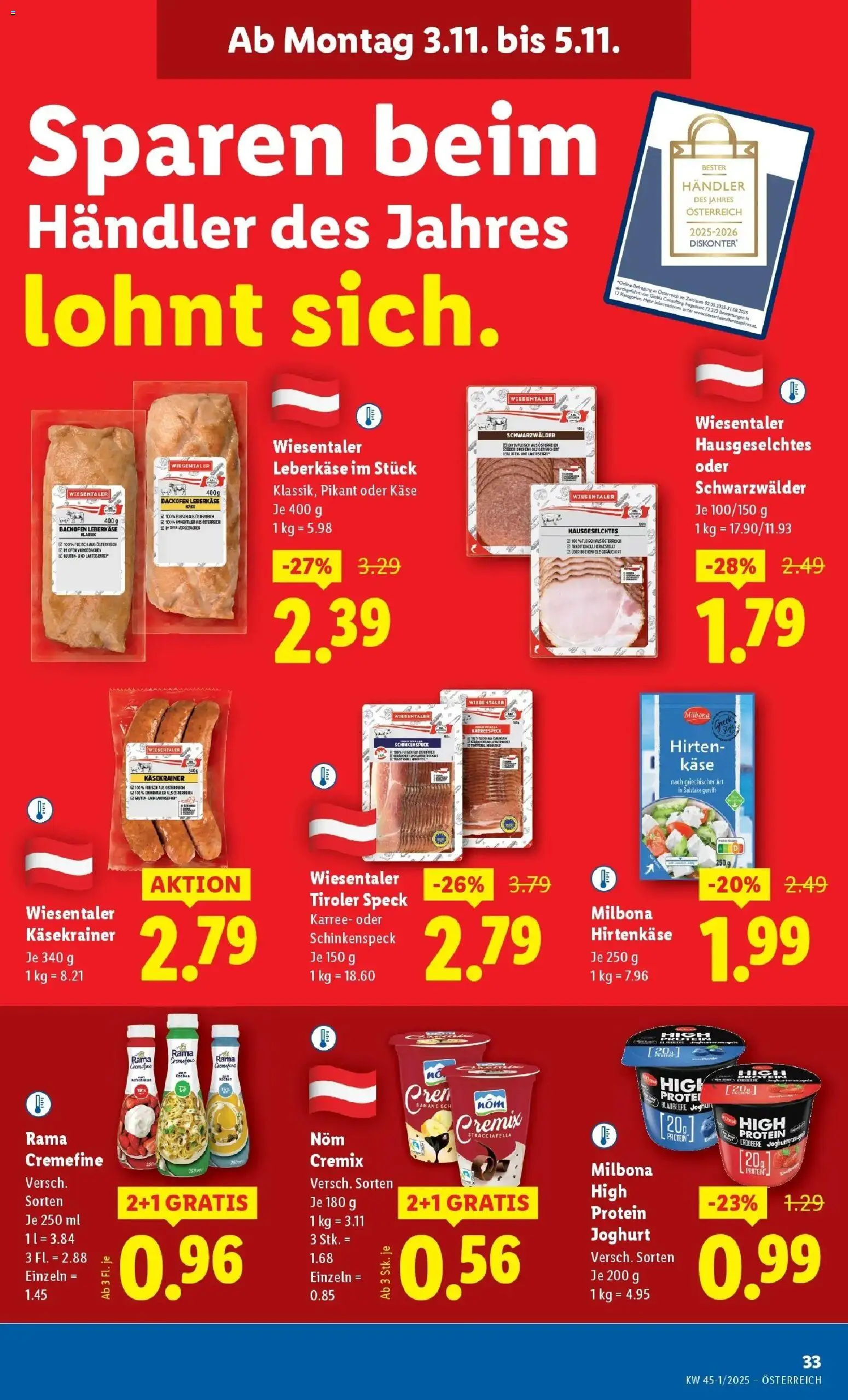 Lidl Flugblatt - Wien  gültig ab 30.10.2025 | Seite: 39 | Produkte: Käse, Joghurt