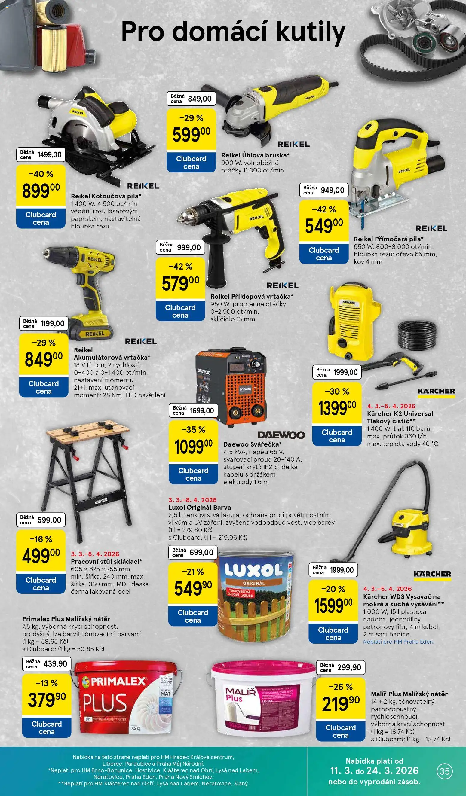 Tesco leták - Hypermarket od 11.03.2026 | Strana: 35 | Produkty: Kärcher, Tlakový čistič, Hadice, Pracovní stůl