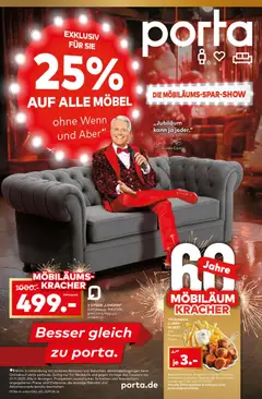 Porta! Möbiläums-Spar-Show mit Guido Cantz und 25% auf ALLE Möbel - Aachen ab 27.10.2025 gültig