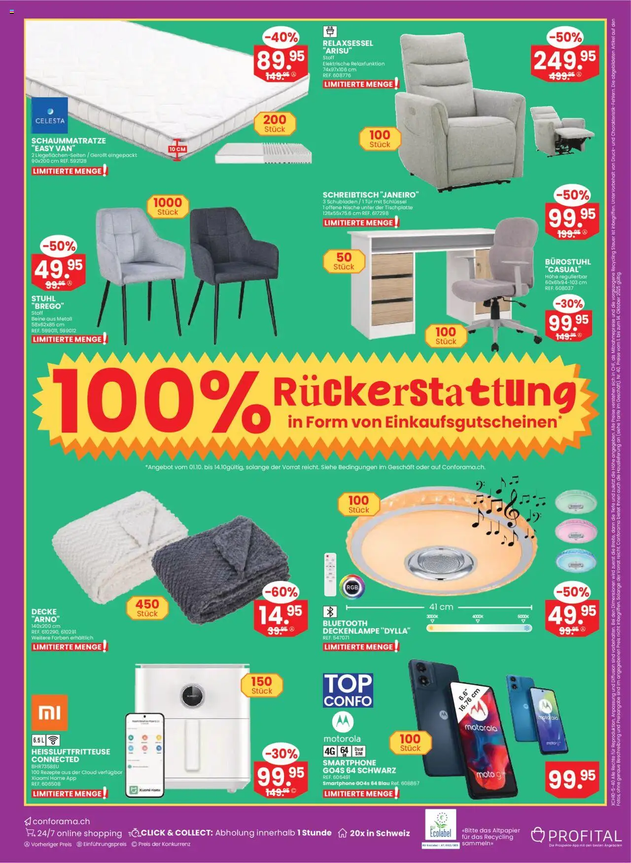 Conforama Aktionen – gültig ab 01.10.2025 | Seite: 24 | Produkte: Stuhl, Smartphone, Relaxsessel, Xiaomi