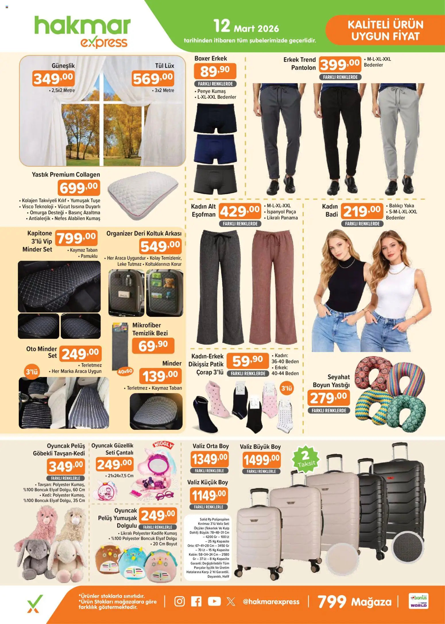 Hakmar Express - Perşembe Aktüel Ürünler - 12.03.2026 tarihinden itibaren geçerlidir | Sayfa: 2 | Ürünler: Yastık, Pantolon, Çorap, Güneşlik