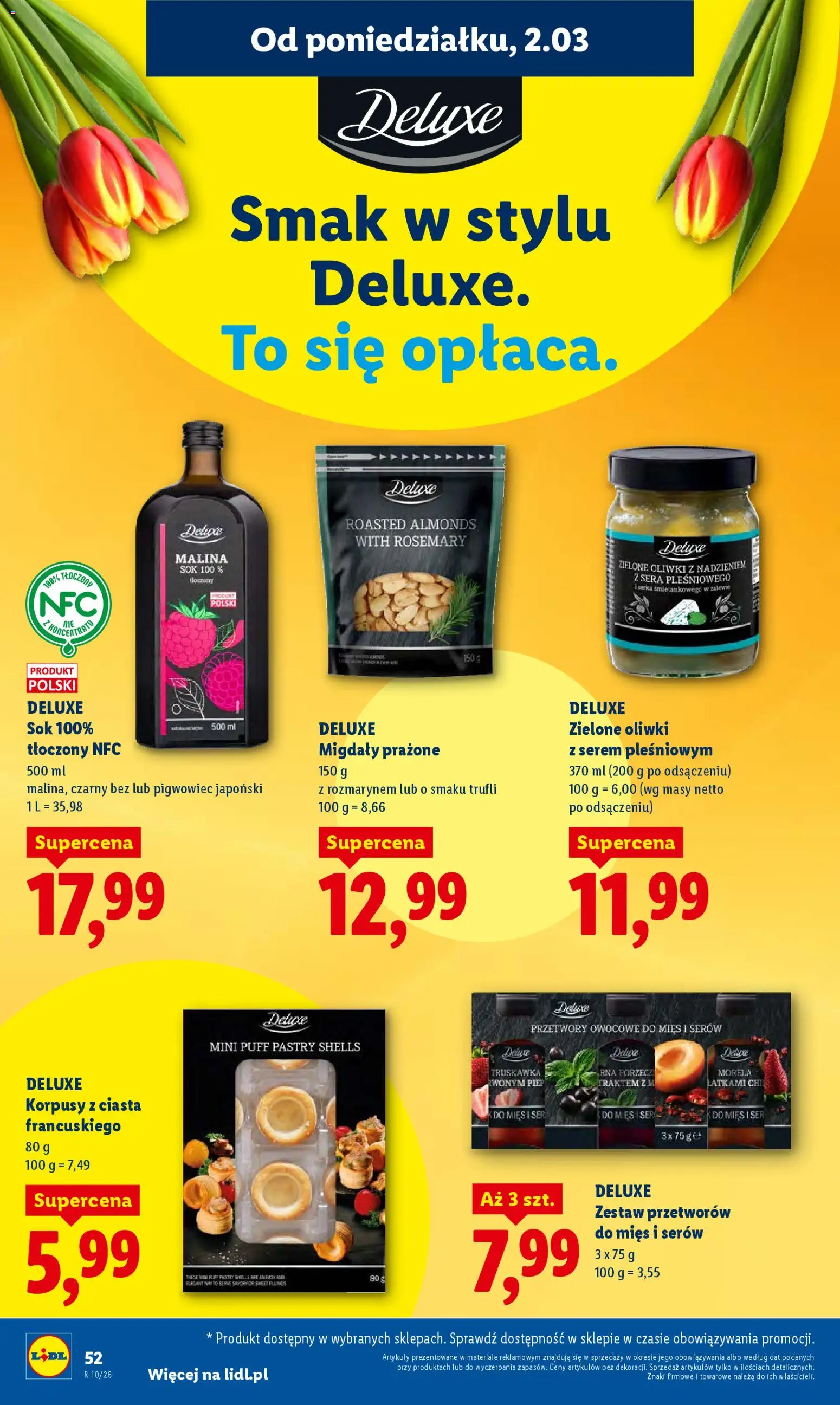 Lidl gazetka od 02.03.2026 | Strona: 52 | Produkty: Malina, Ser, Sok