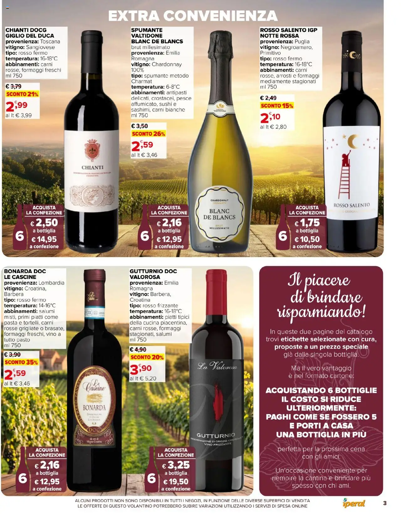 Volantino Iperal del 01.10.2025 | Pagina: 3 | Prodotti: Vino, Pasta, Spumante, Bottiglia