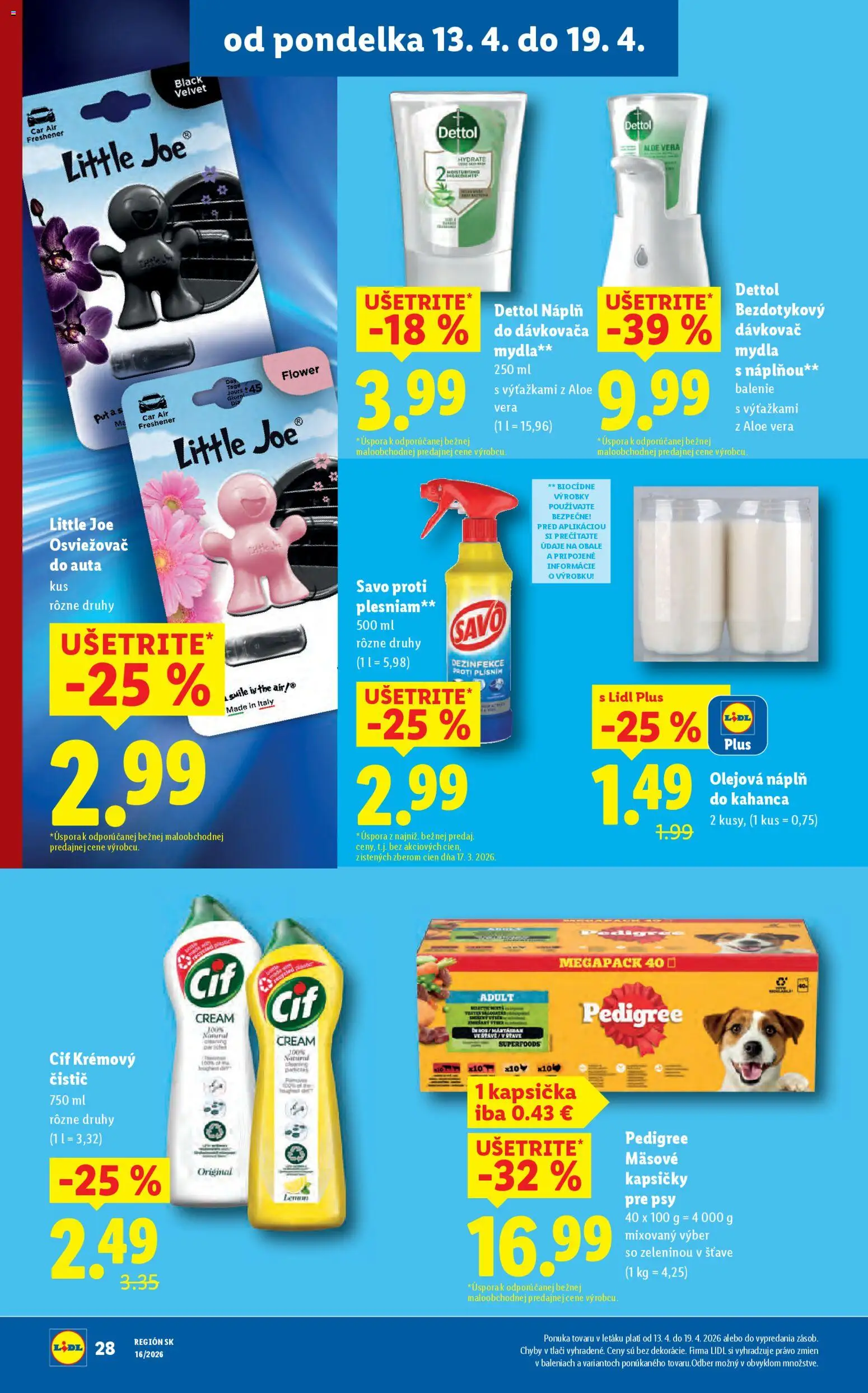 Nové Lidl akcie – leták je platný od 13.04.2026 | Strana: 30 | Produkty: Savo, Cif, Dettol