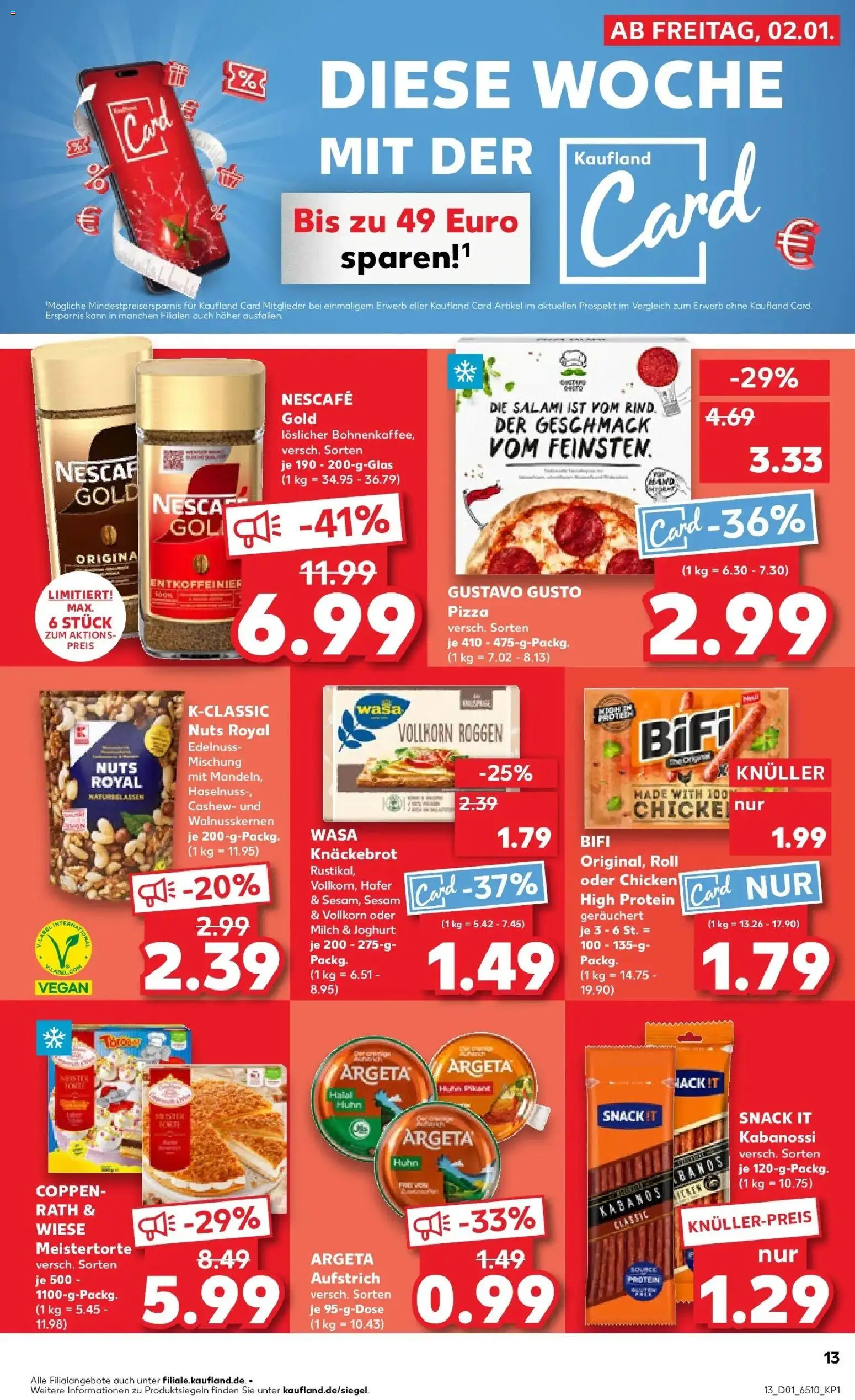 Kaufland prospekt Ratingen	 – gültig ab 05.01.2026 | Seite: 13 | Produkte: Nescafe, Milch, Salami, Pizza