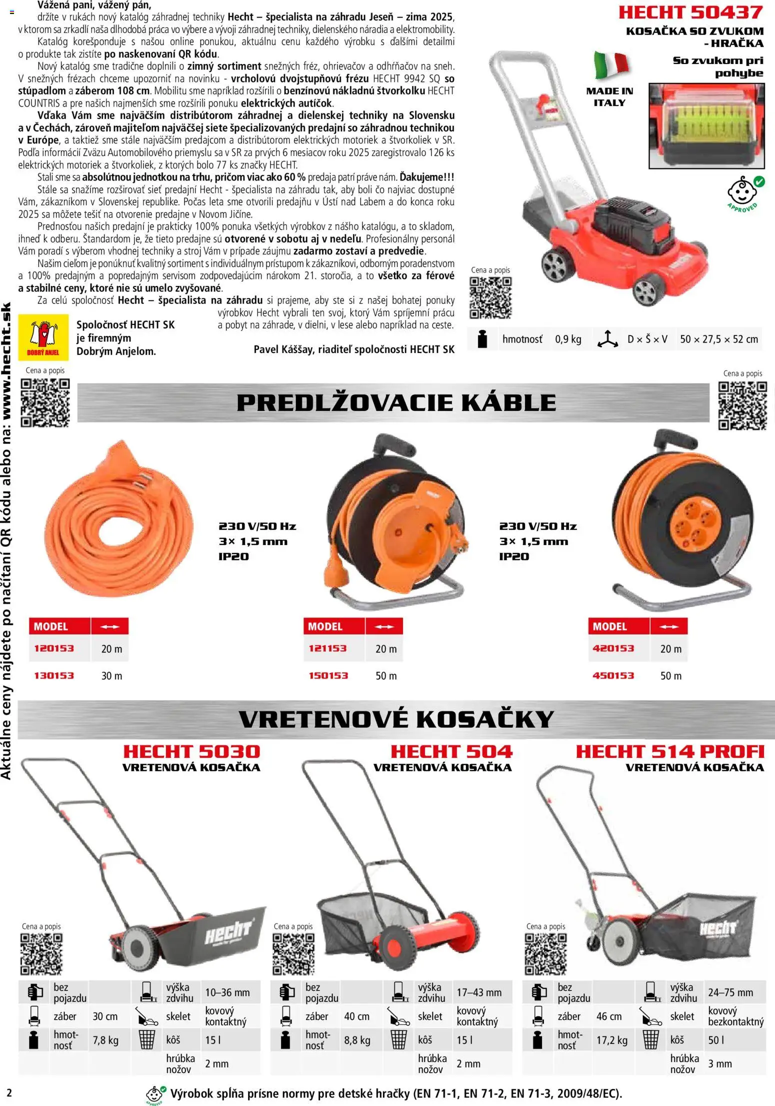 Nové Hecht akcie – leták je platný od 30.10.2025 | Strana: 2 | Produkty: Kosačka, Kosačky, Hračky