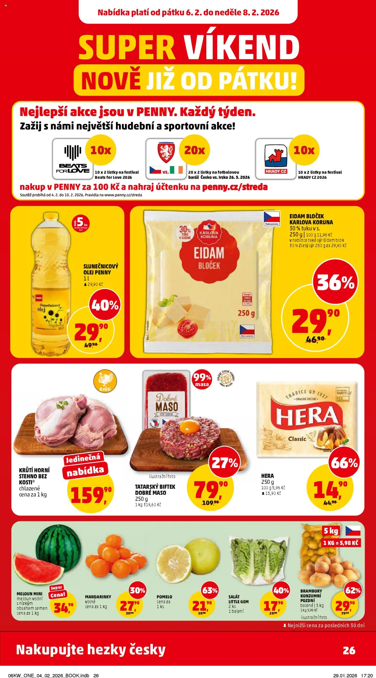 Penny Market leták - Čtvrtečník od 04.02.2026 | Strana: 26 | Produkty: Meloun, Mandarinky, Hera, Brambory