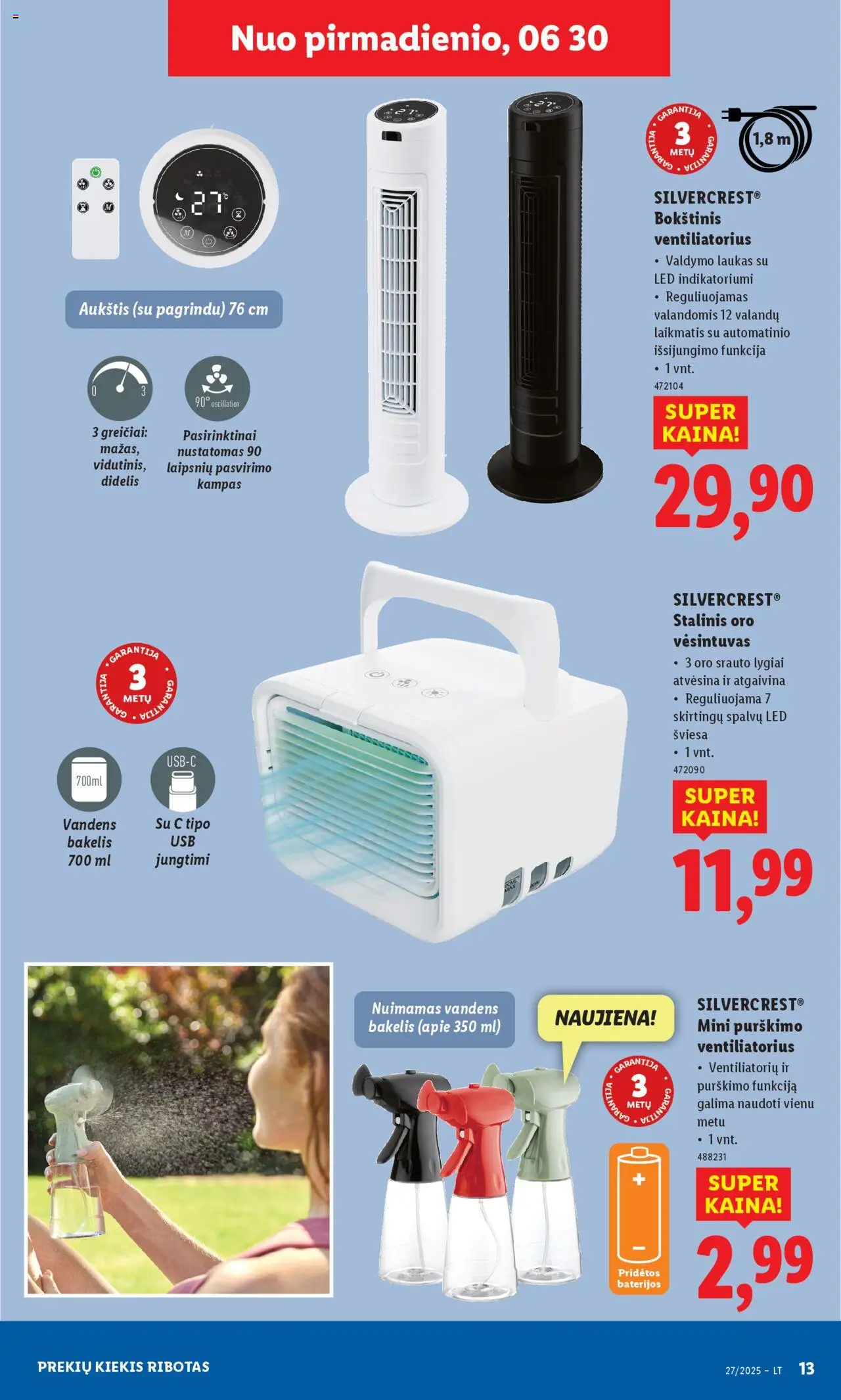 LIDL leidinys - Ne maisto prekių pasiūlymai│galioja nuo 30.06.2025 | Puslapis: 13 | Prekių: Ventiliatorius